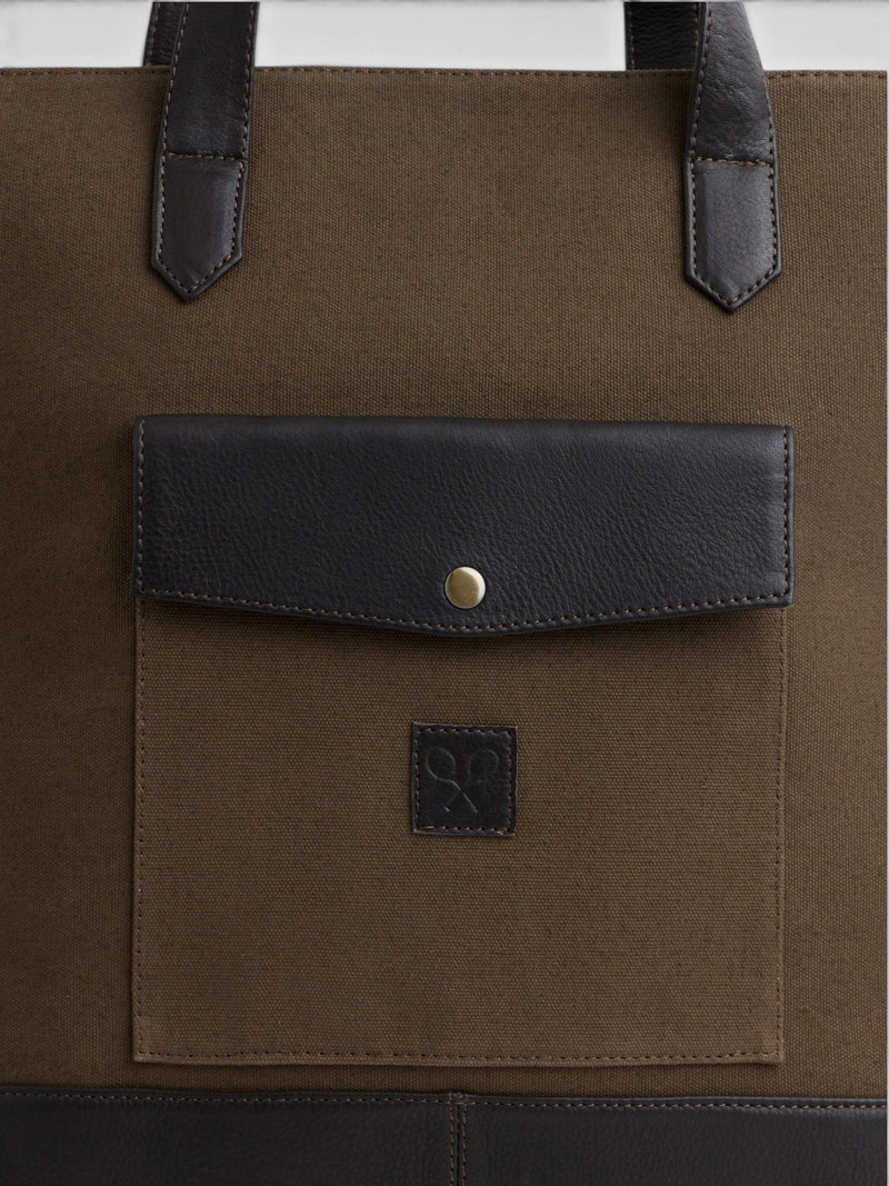 Tote bag unique piel canvas marron