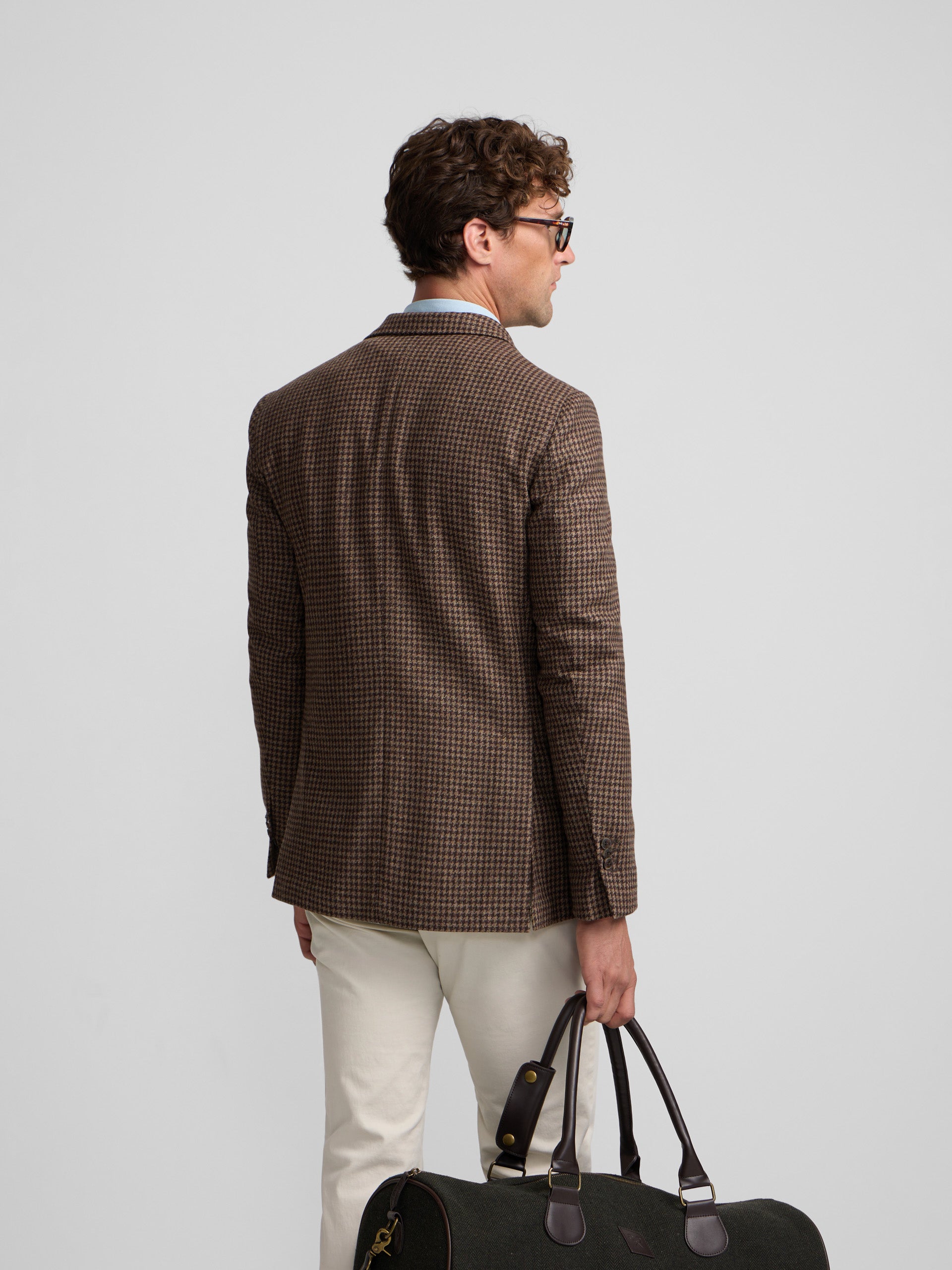 Blazer pied-de-poule castanho