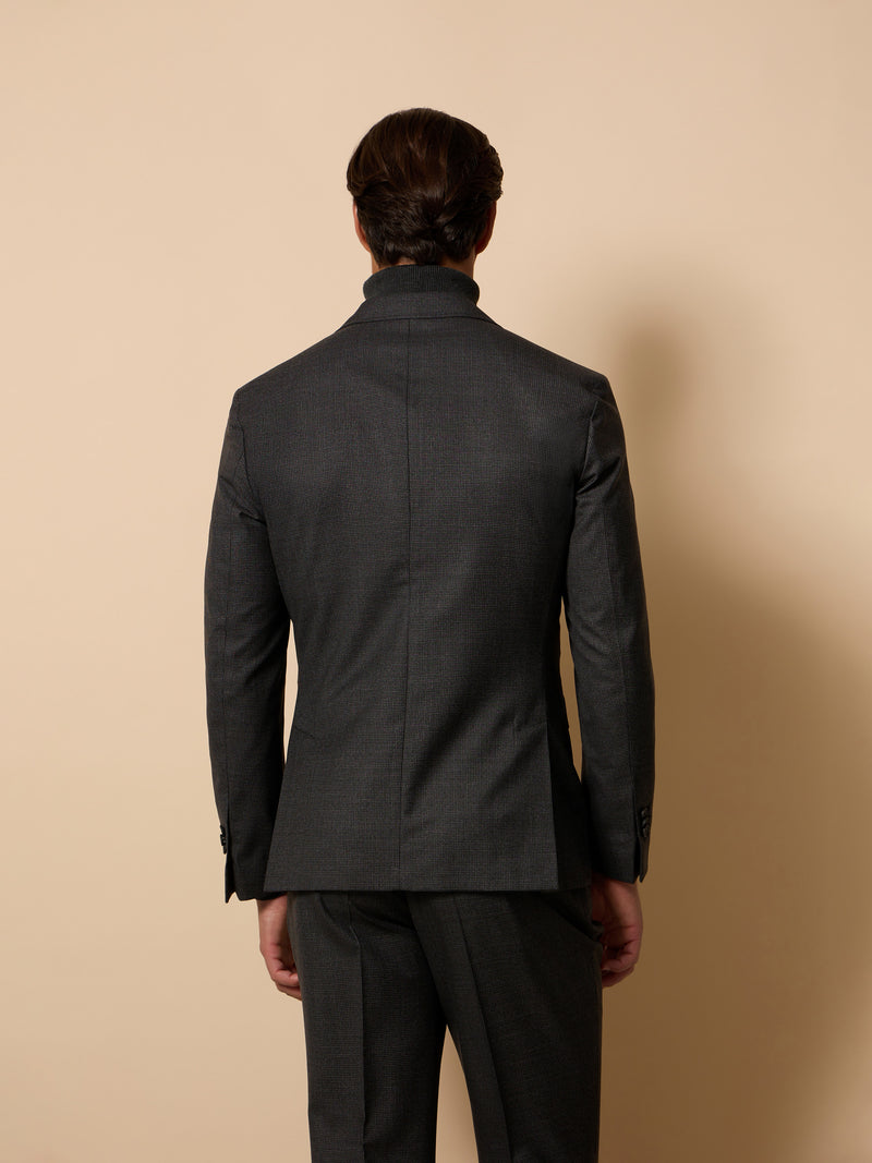 Blazer único de fato pata de galo cinzento
