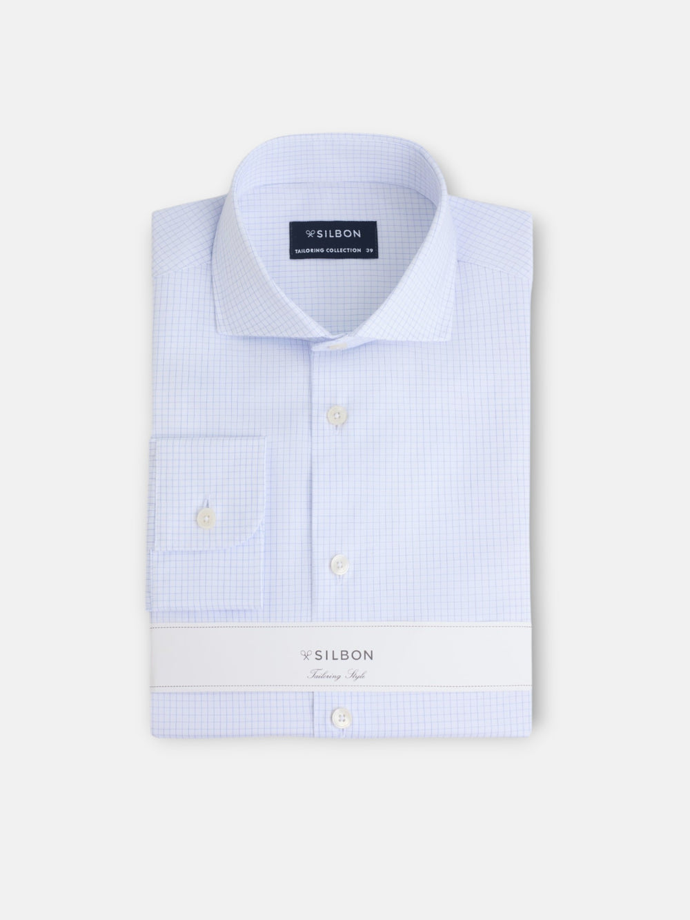 Camisa vestir cuadro pequeño celeste
