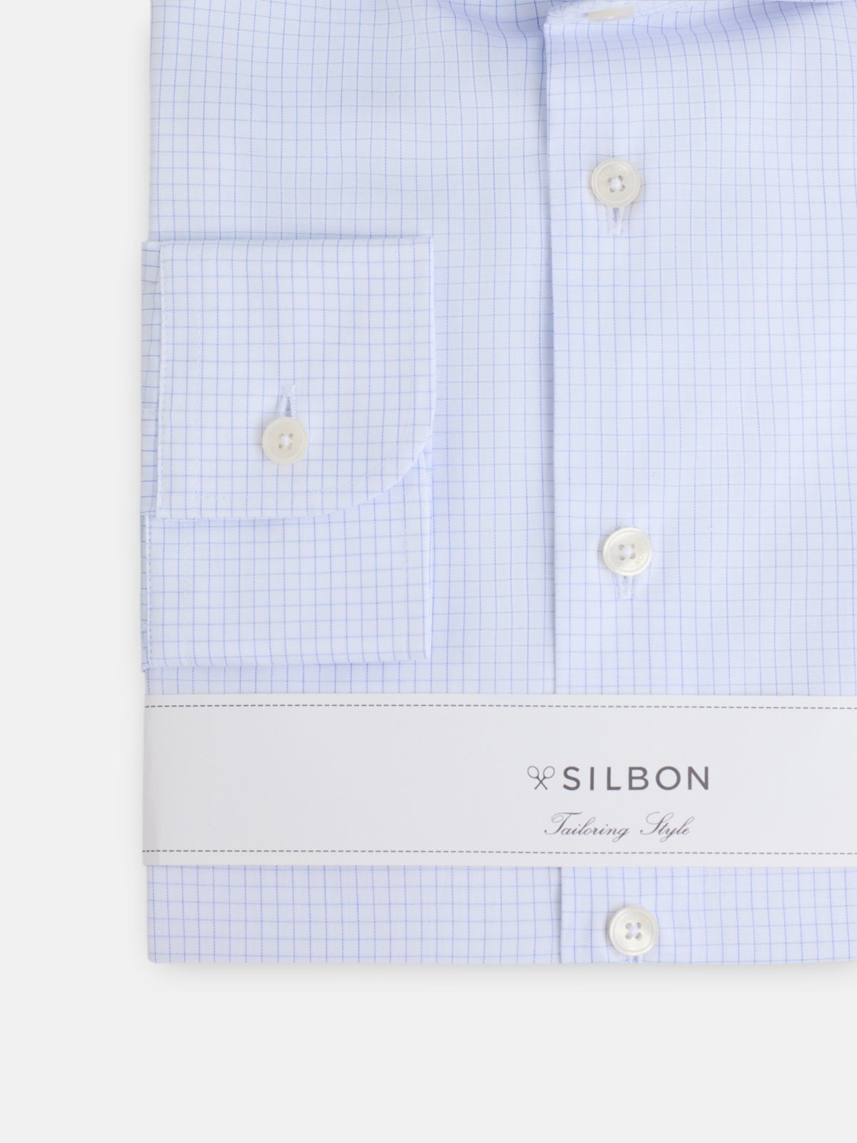 Camisa vestir cuadro pequeño celeste