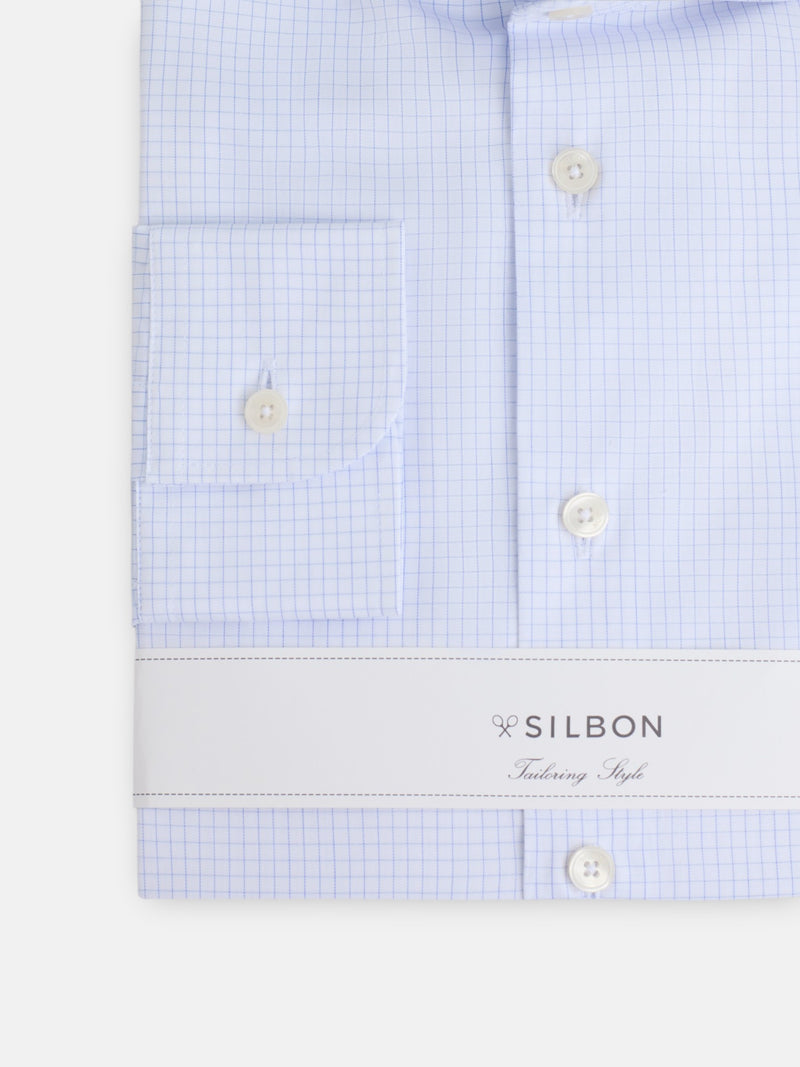 Chemise habillée à petits carreaux bleu ciel