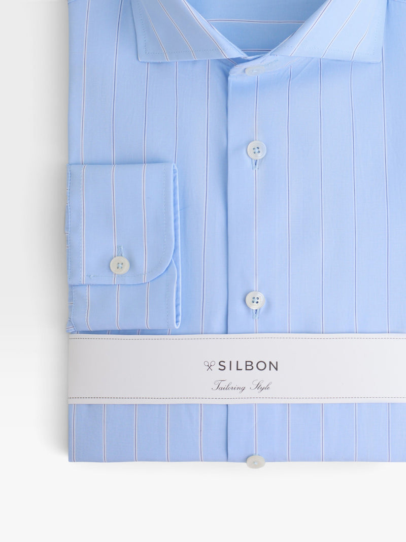 Camisa de vestir riscas largas azul-claro