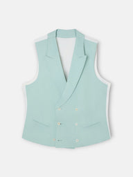 Gilet chaque col classique aigue-marine