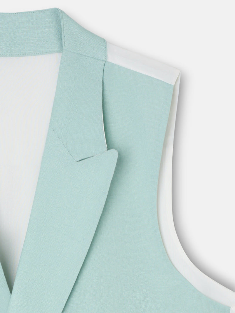 Gilet chaque col classique aigue-marine