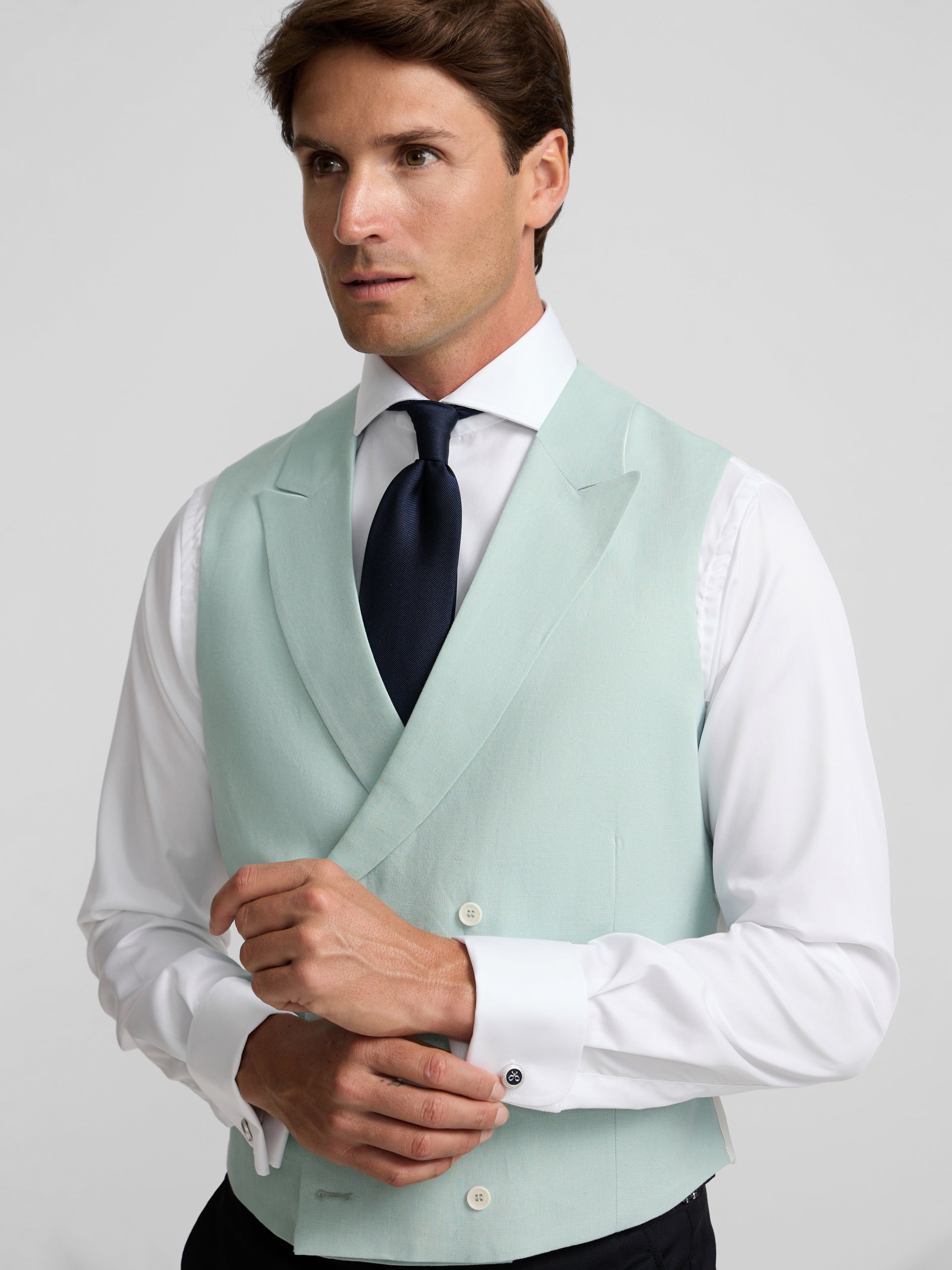 Gilet chaque col classique aigue-marine
