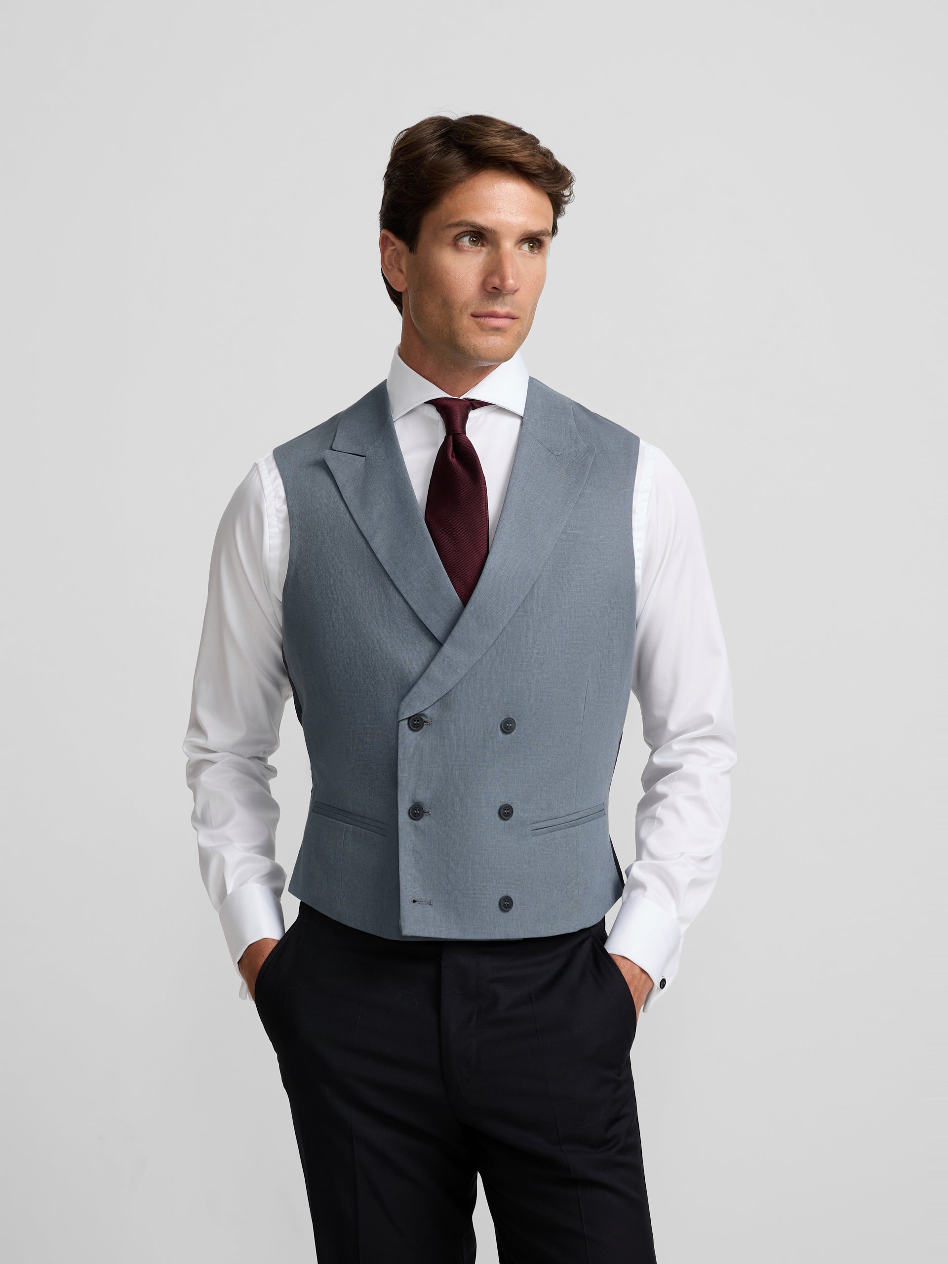 Chaleco chaque cuello clasico pizarra