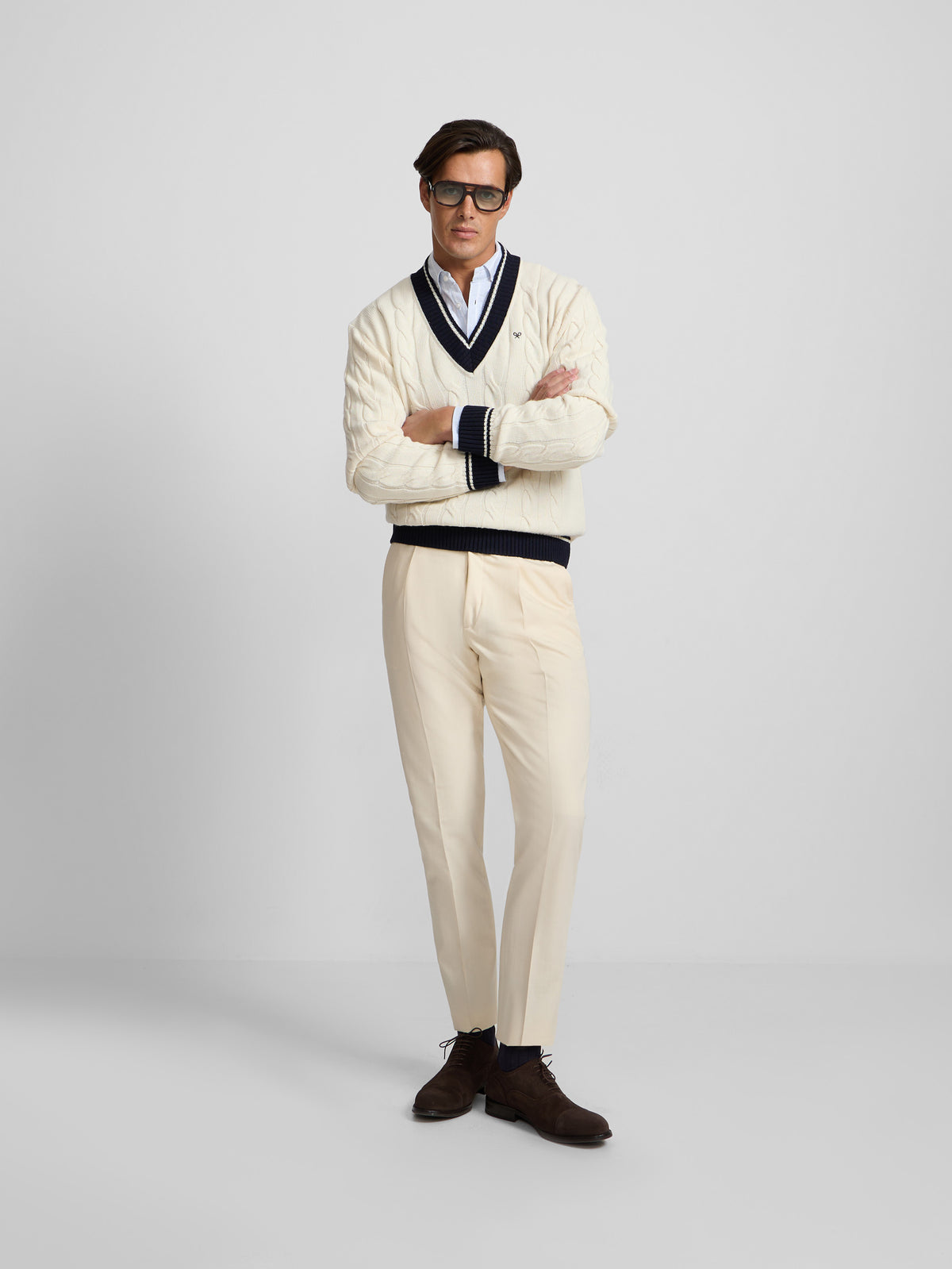 Pantalon habillé à pinces prolongées beige clair
