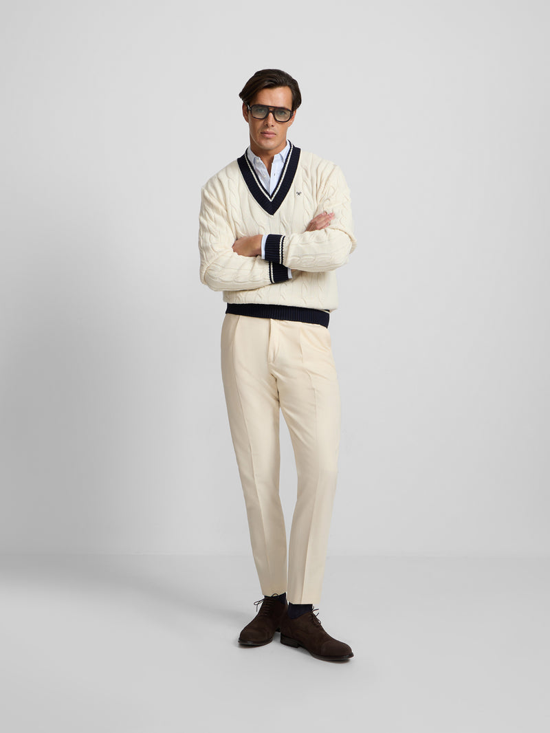 Pantalon vestir prolonga pinzas beige claro