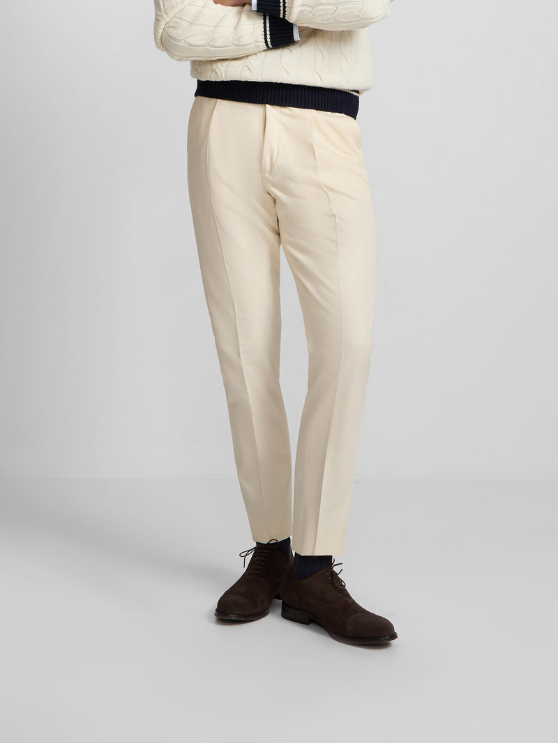 Pantalon vestir prolonga pinzas beige claro