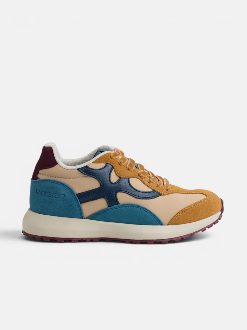 Baskets RACKETS09 camel et bleu