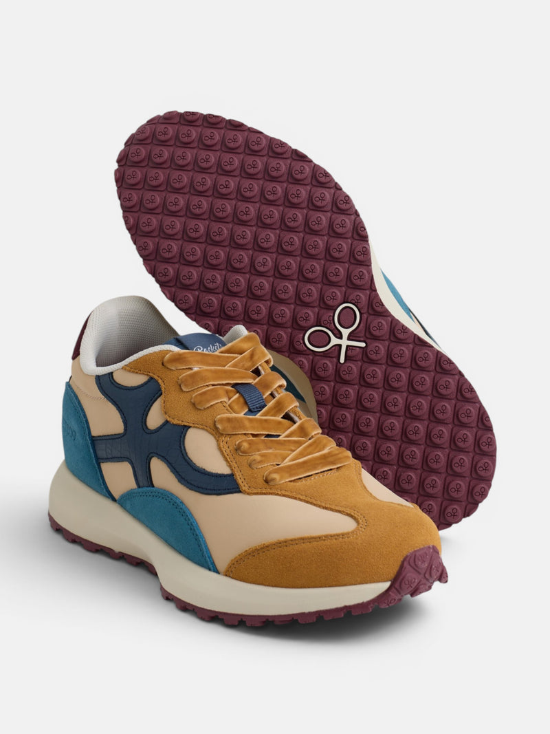 Baskets RACKETS09 camel et bleu