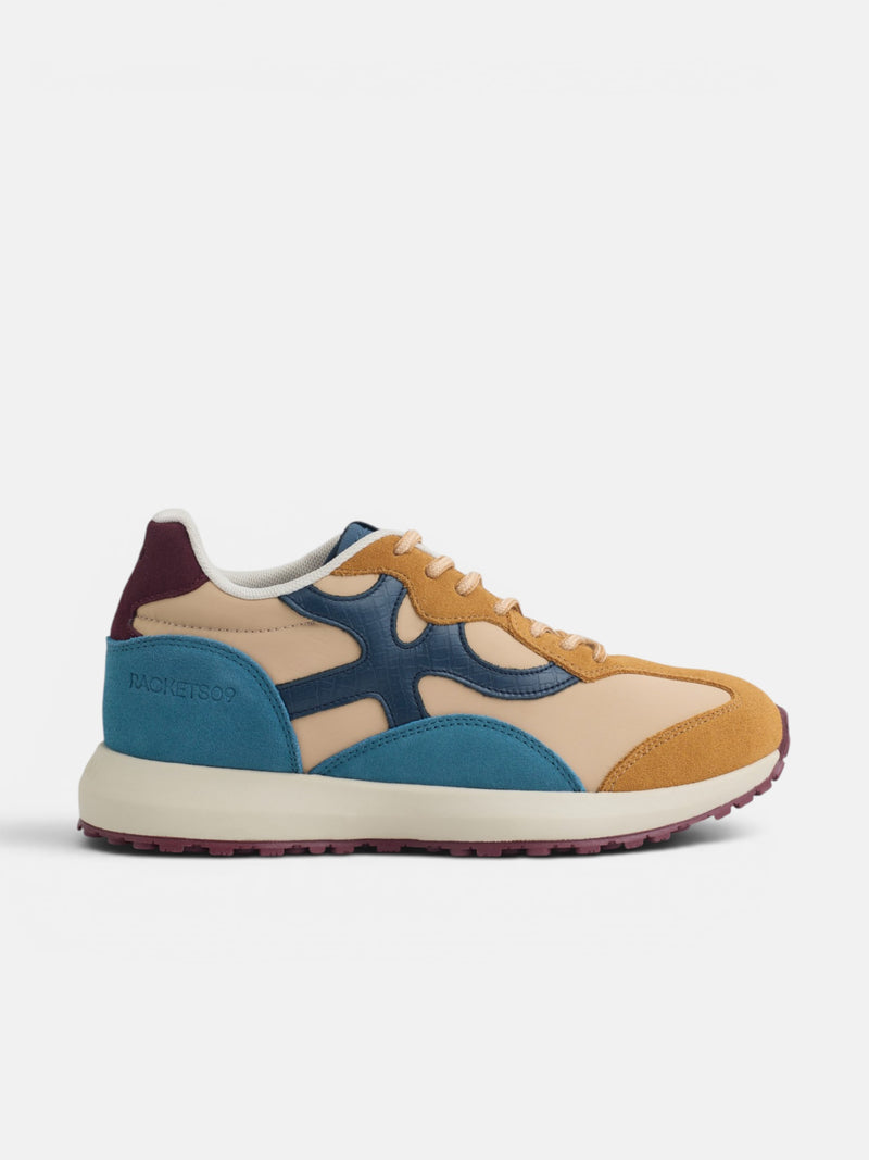 Baskets RACKETS09 camel et bleu