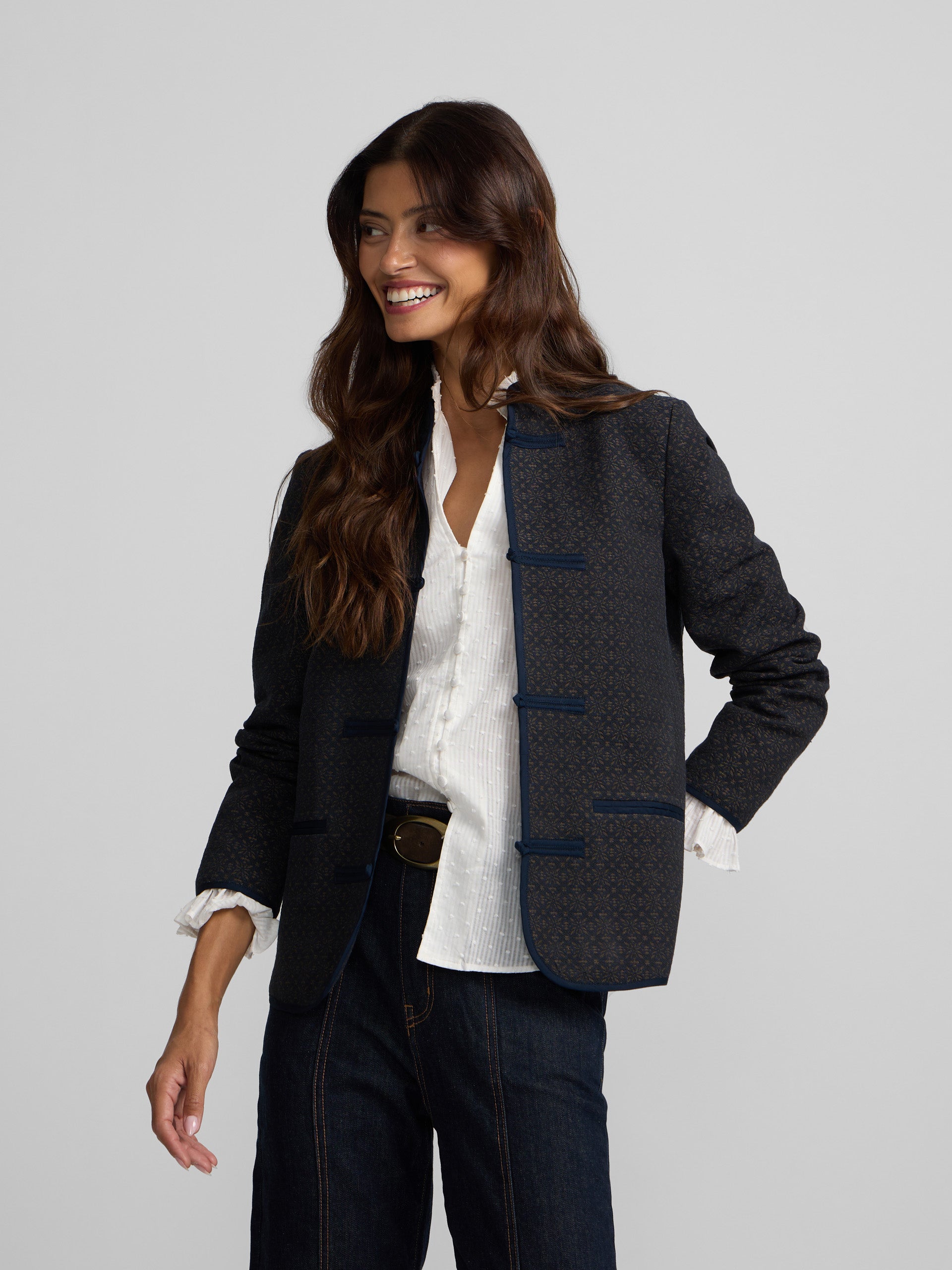 Chaqueta jacquard azul marino