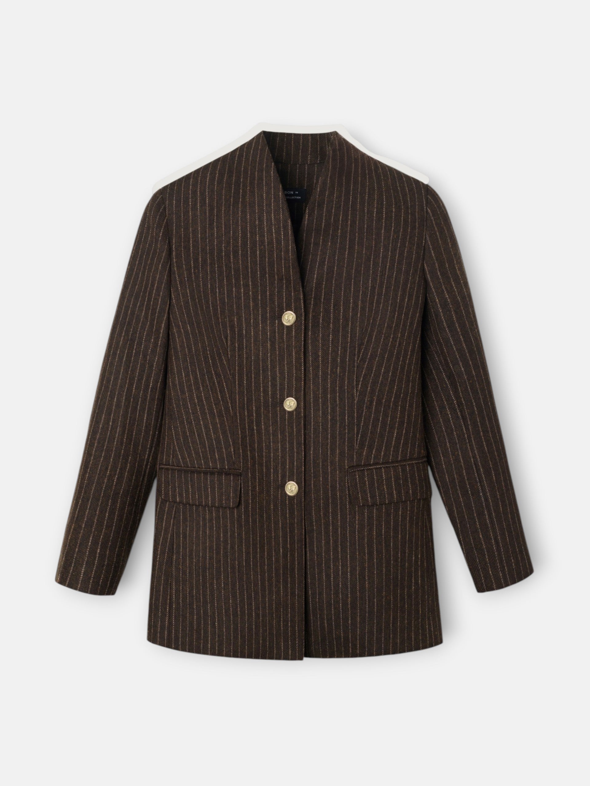 Americana cuello alto raya diplomatica marron