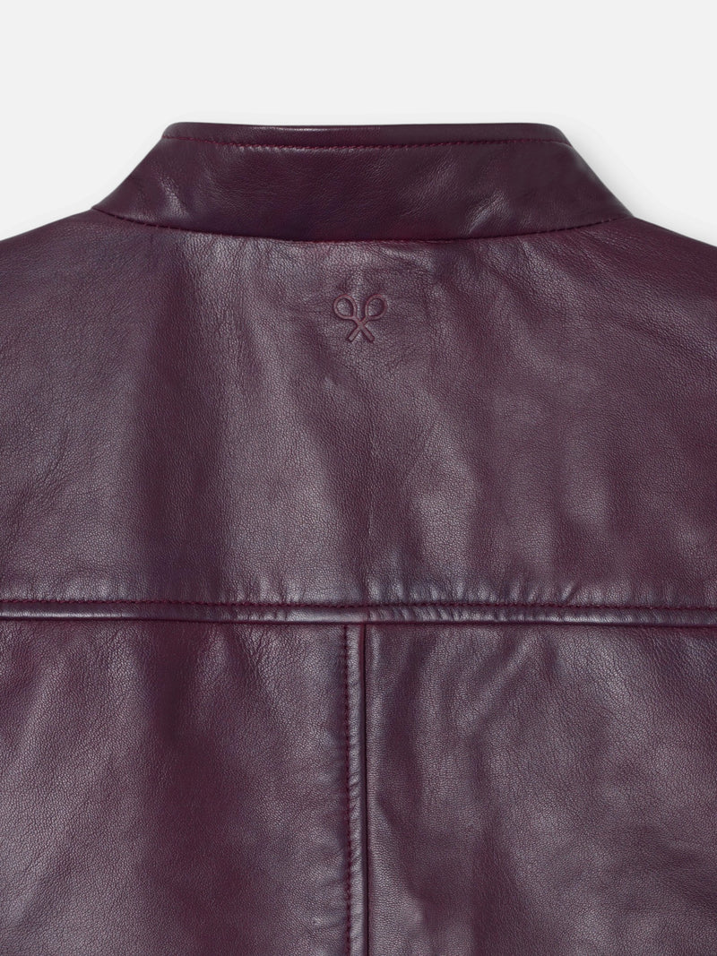 Chaqueta piel napa botones granate