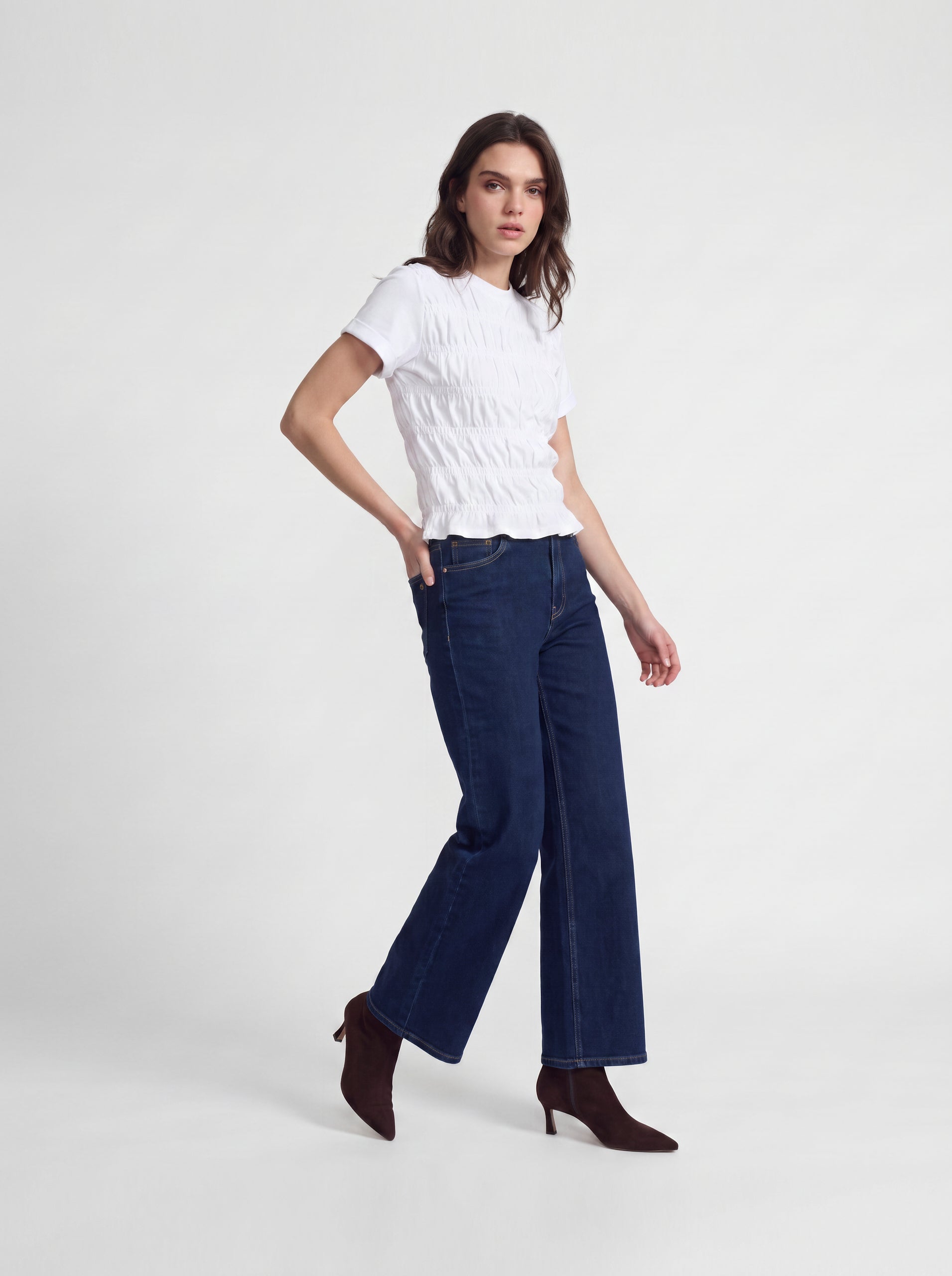 Camiseta woman punto smock blanca