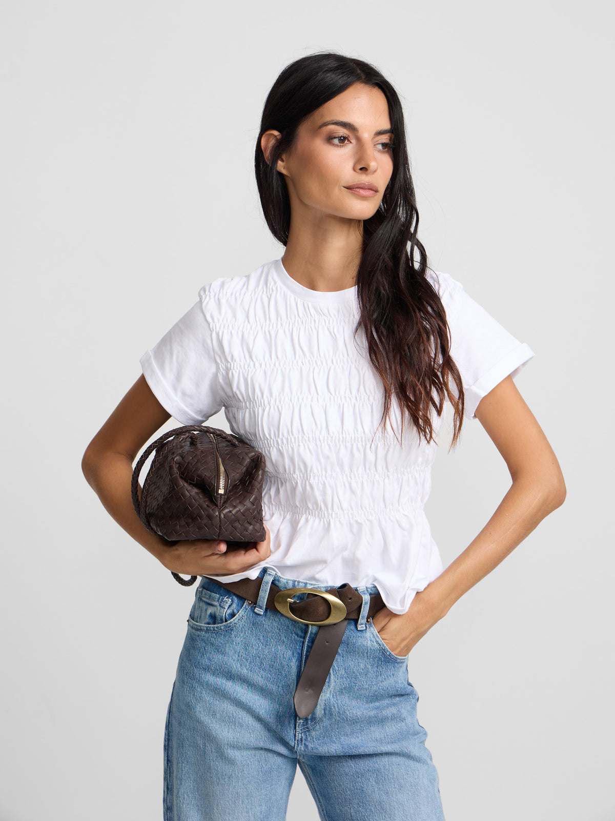 Camiseta woman punto smock blanca
