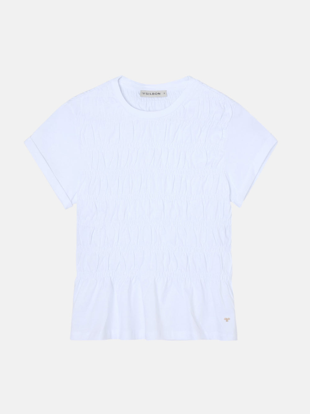 T-shirt femme en maille smock blanche