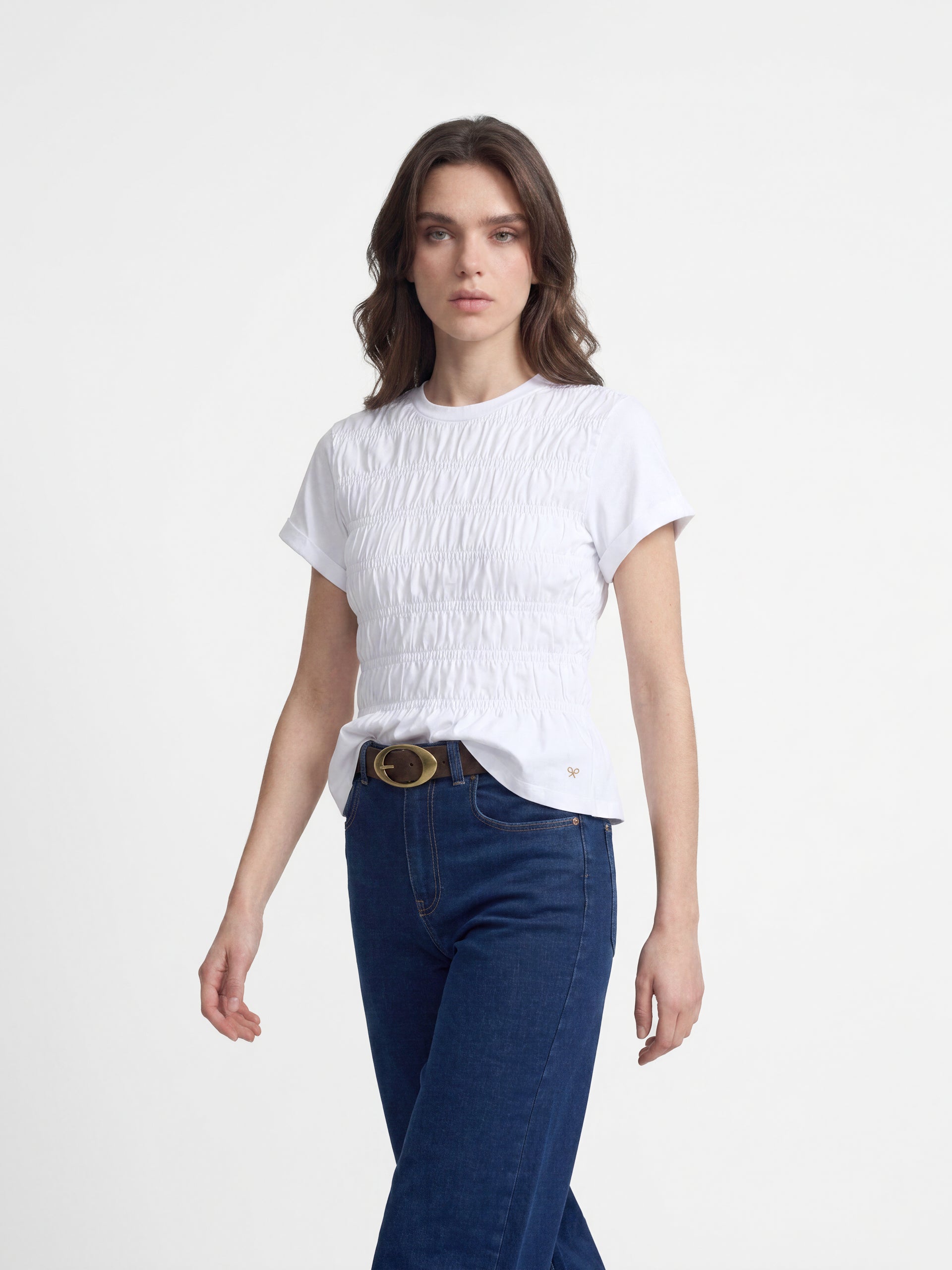 Camiseta woman punto smock blanca