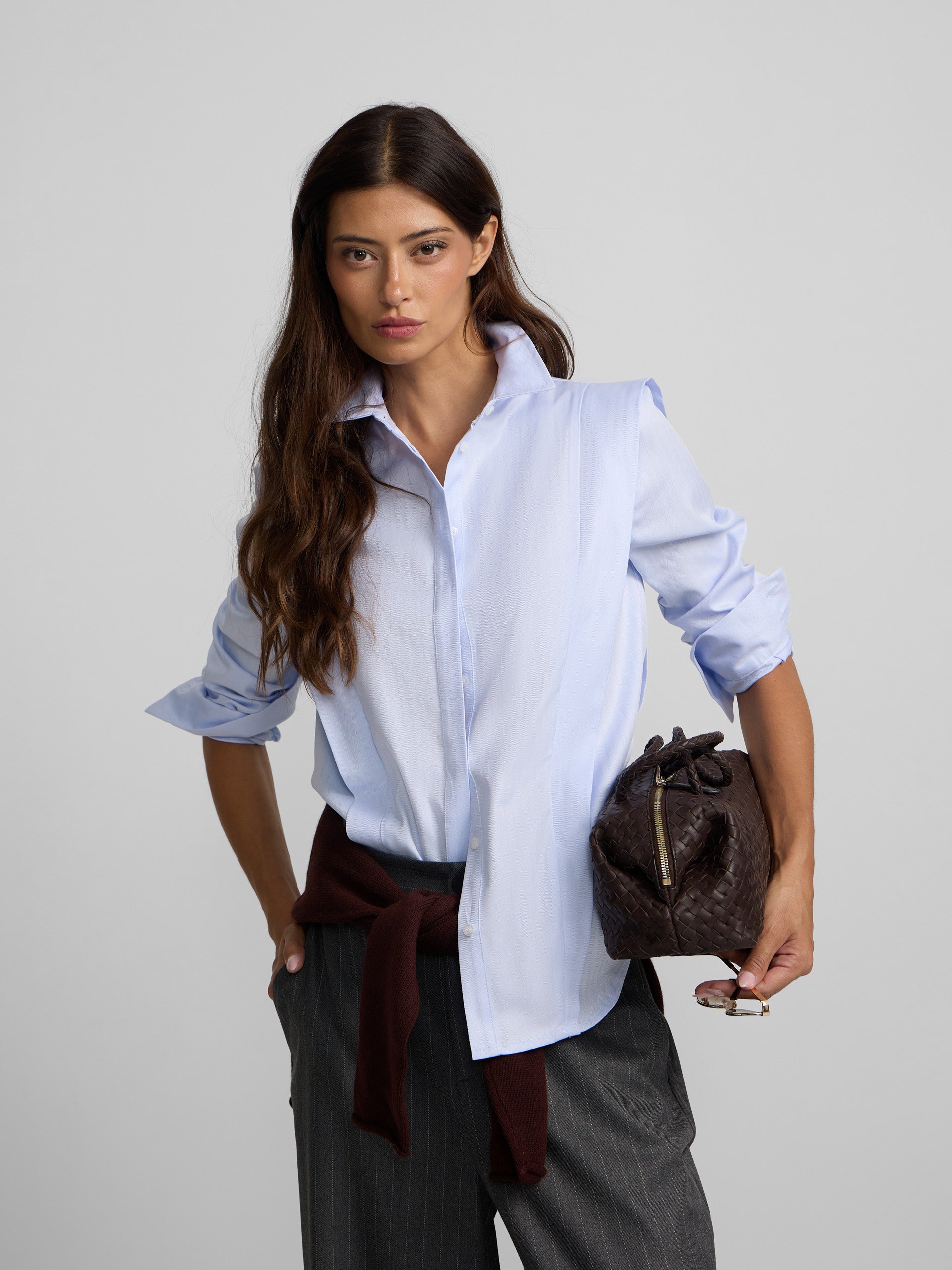 Camisa estructurada espiga celeste