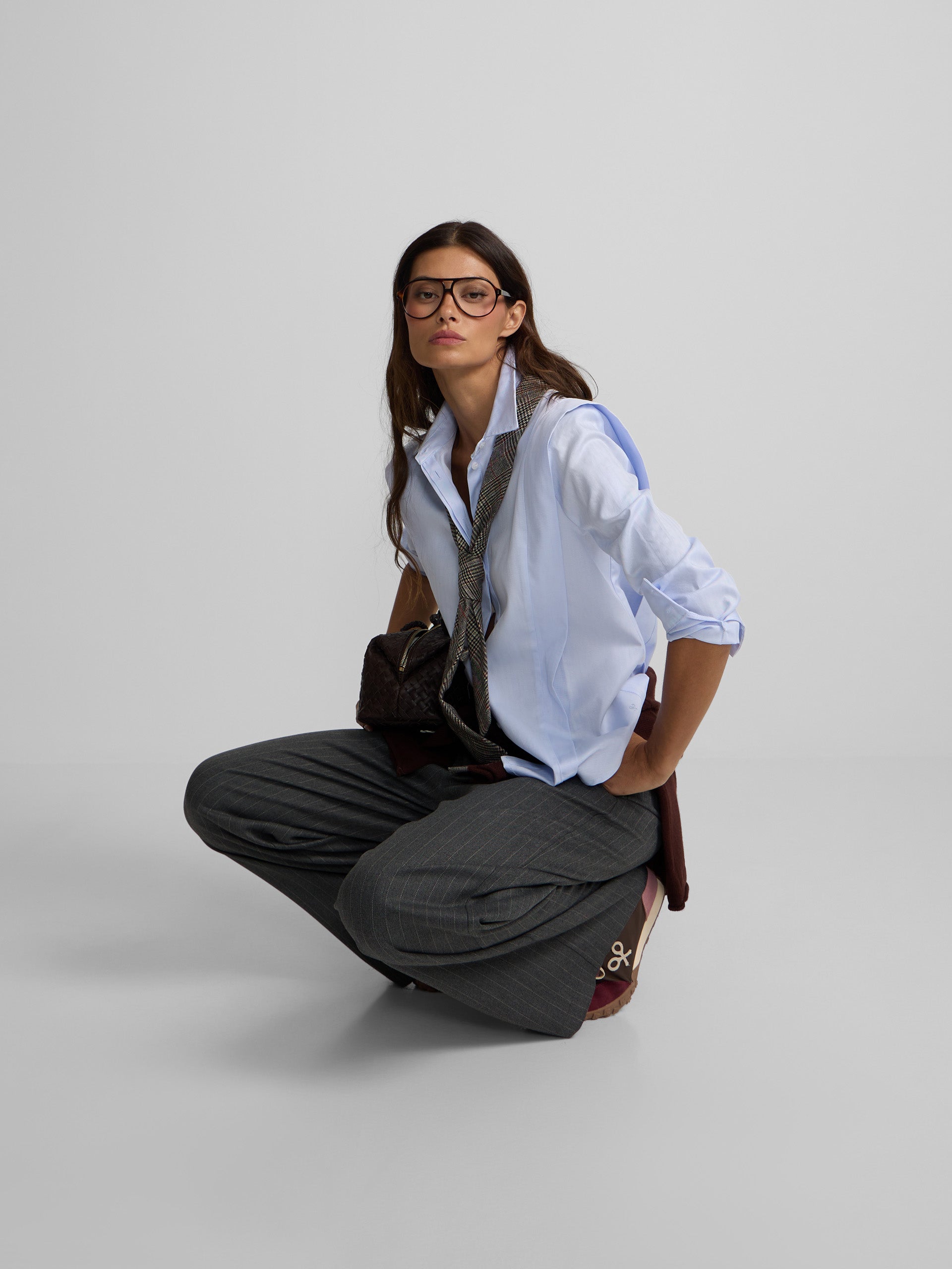 Camisa estructurada espiga celeste