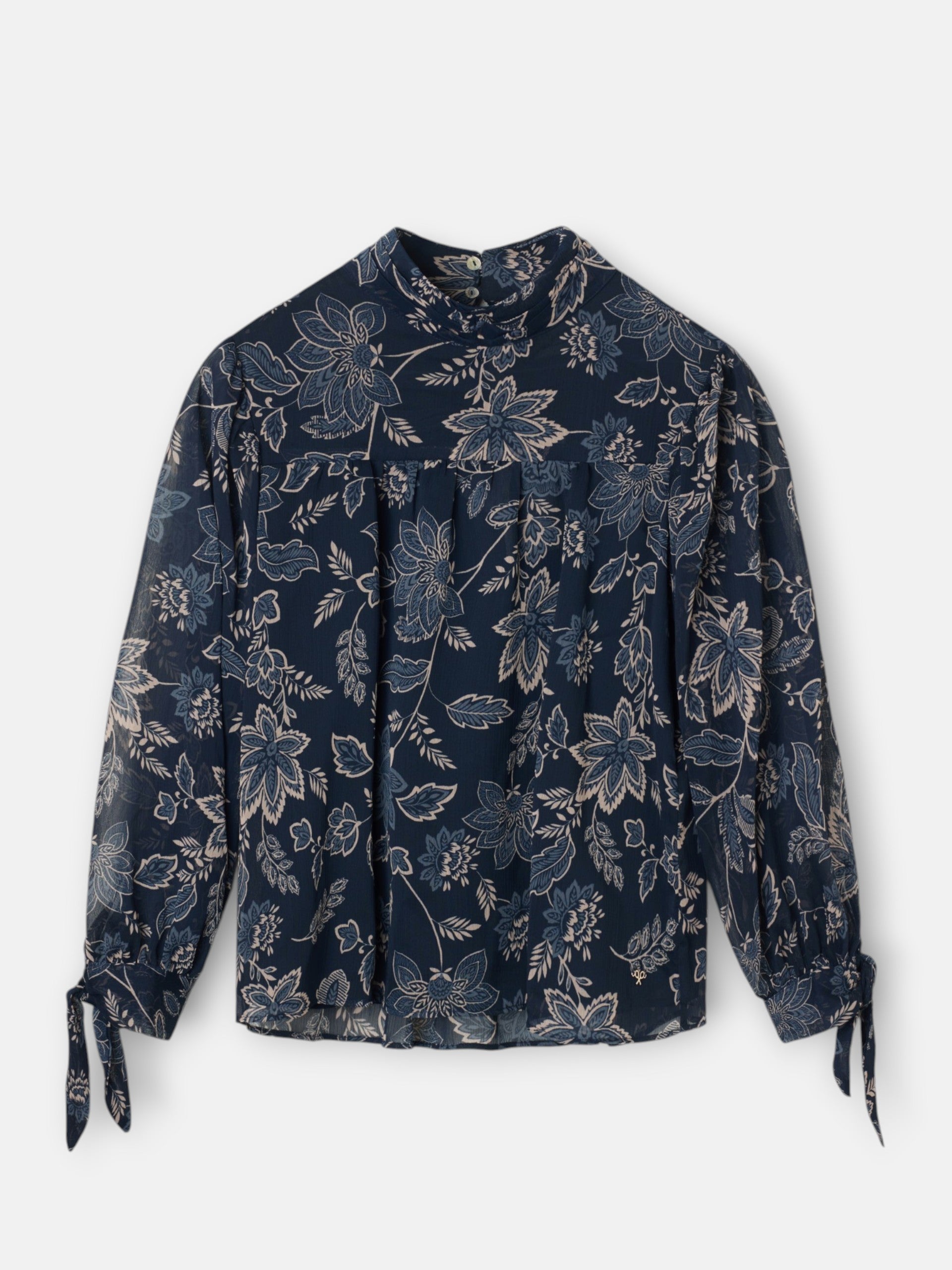 Blusa manga lazada estampado flores azul