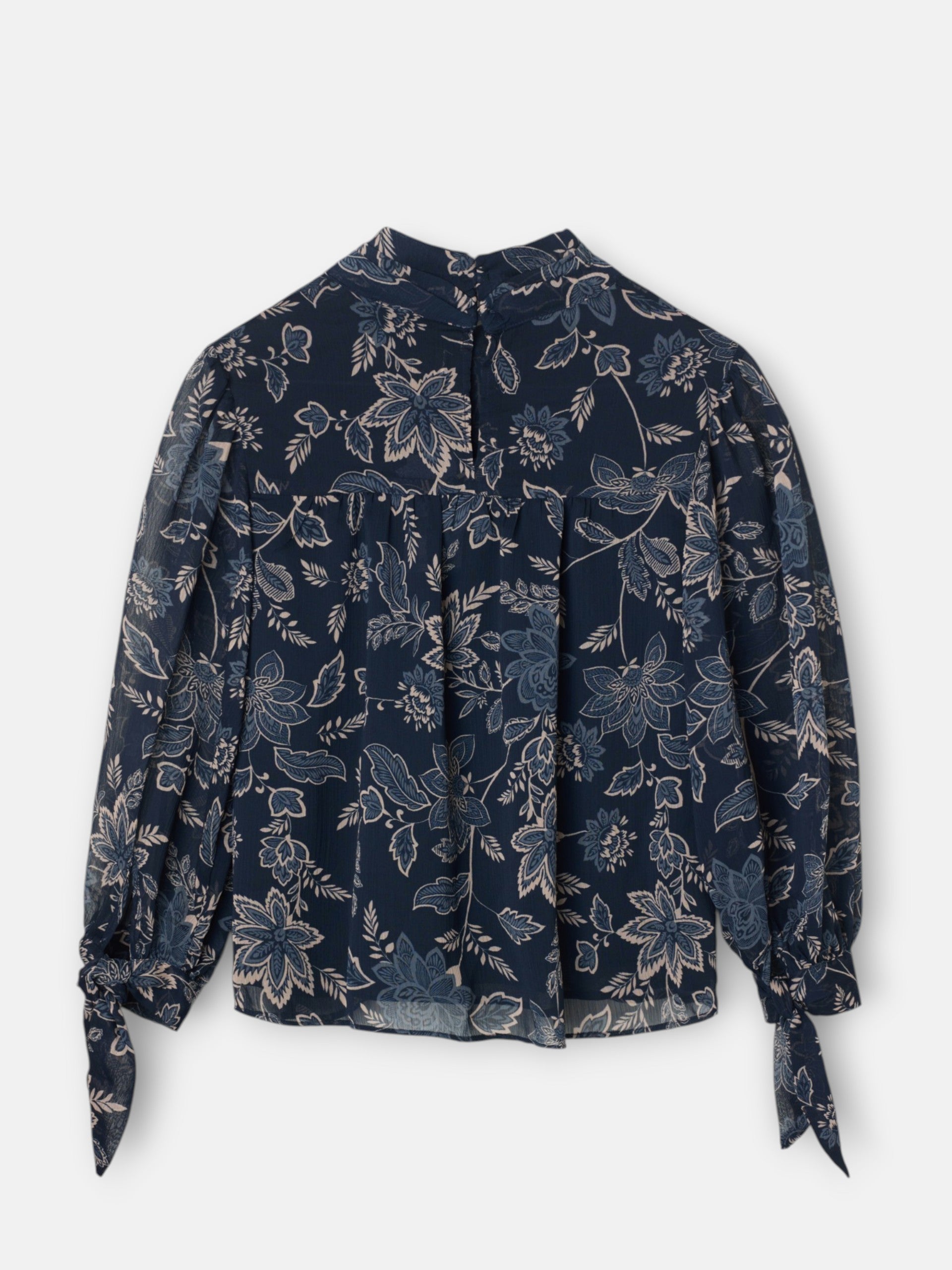 Blusa manga lazada estampado flores azul