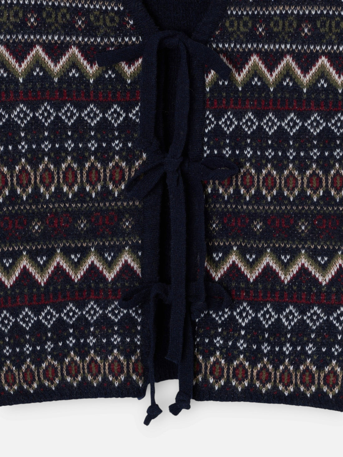 Gilet unique en maille jacquard avec nœuds bleu marine