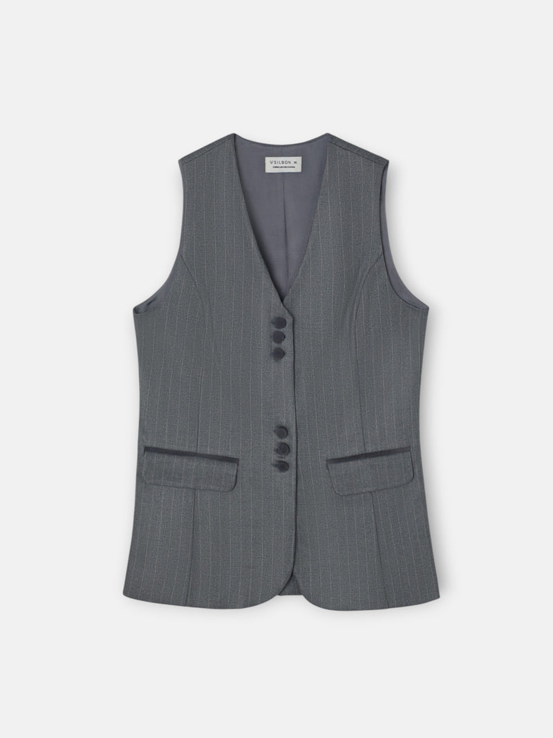 Gilet à rayures diplomatiques gris