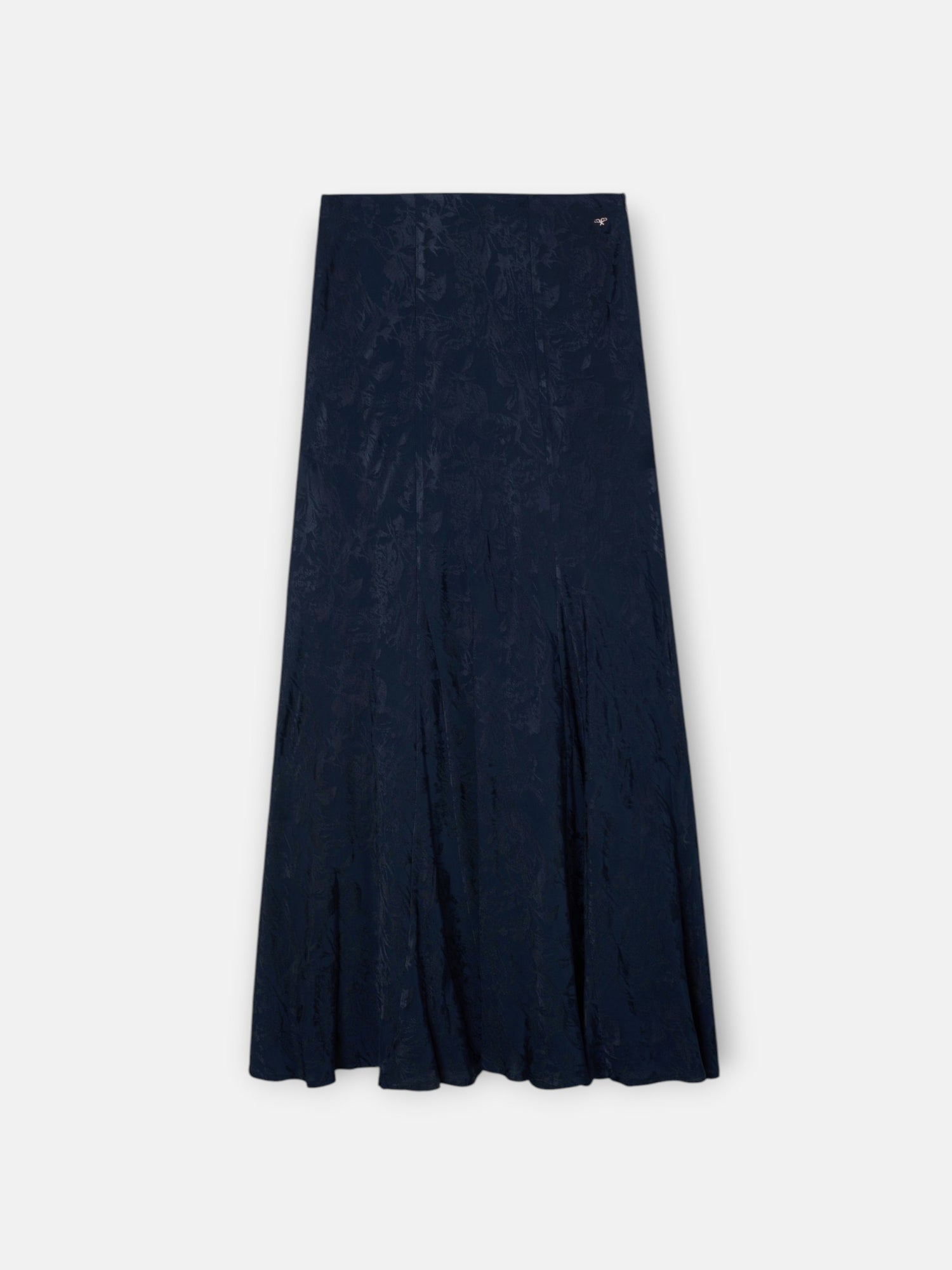 Saia midi evasé jacquard azul-marinho