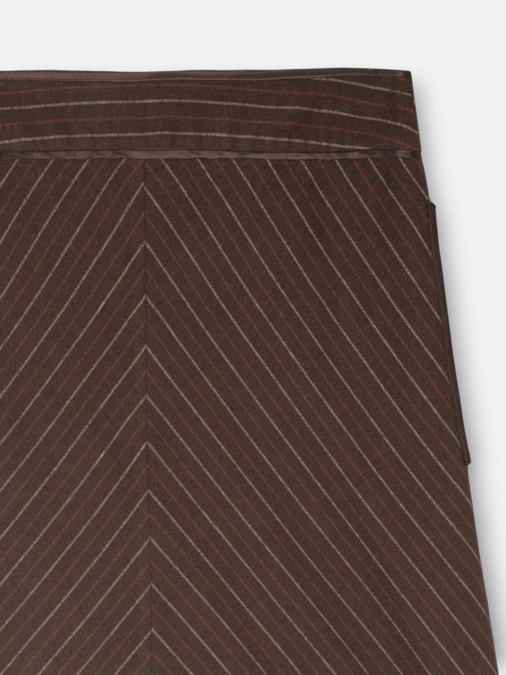 Falda midi evase rayas marron