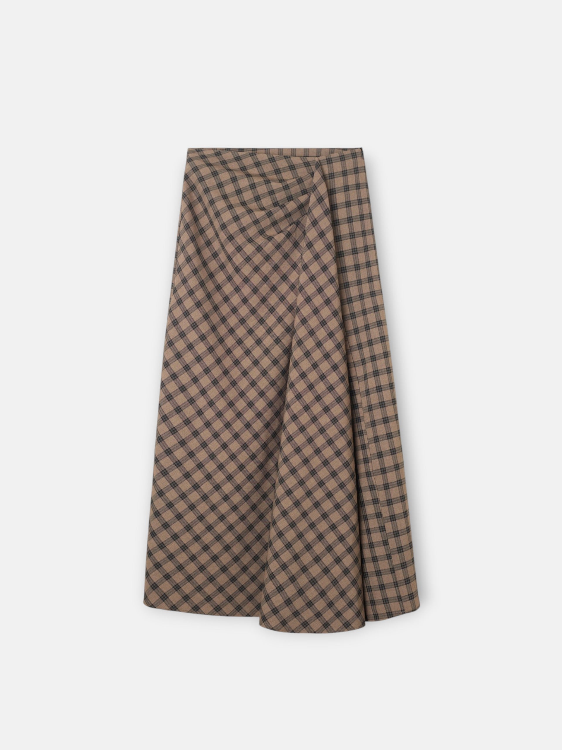 Falda midi cuadros marrones