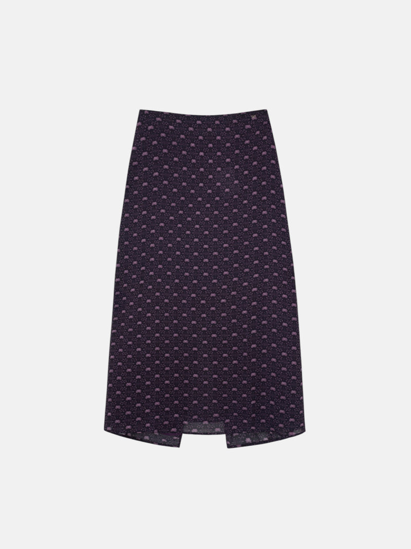 Falda midi lazada estampado morado