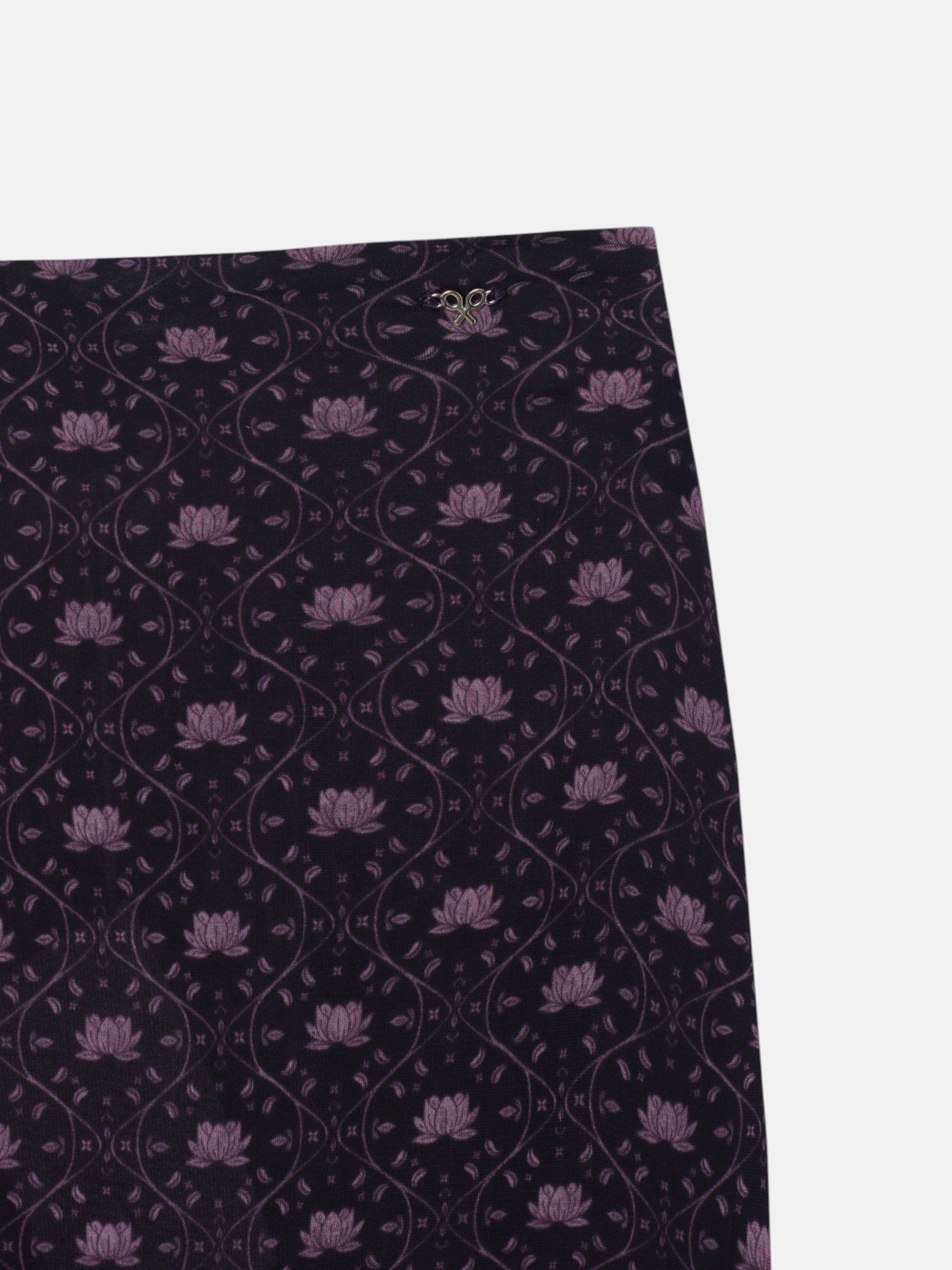 Midi skirt with purple print and tie