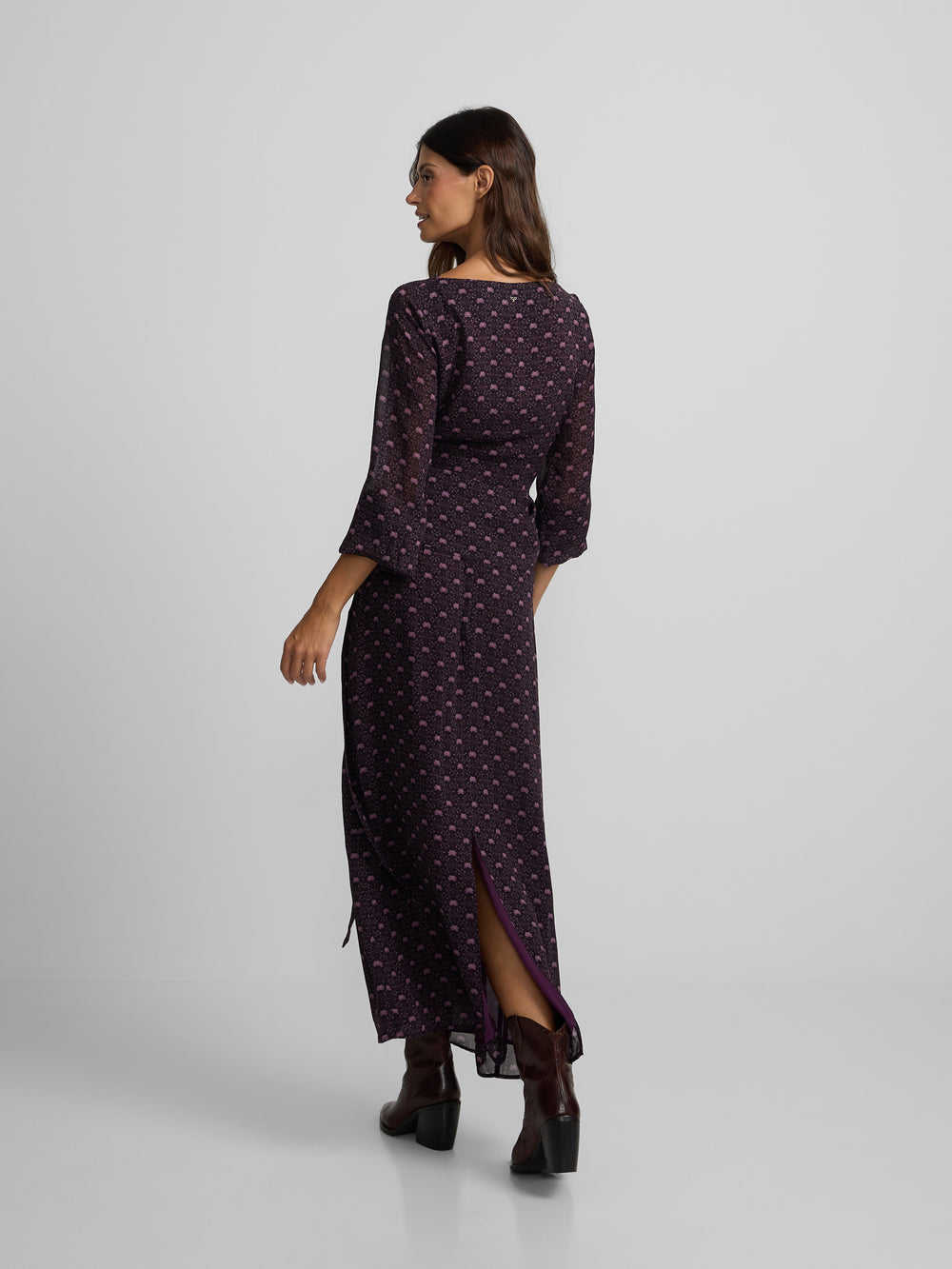 Jupe midi à nouer imprimé violet