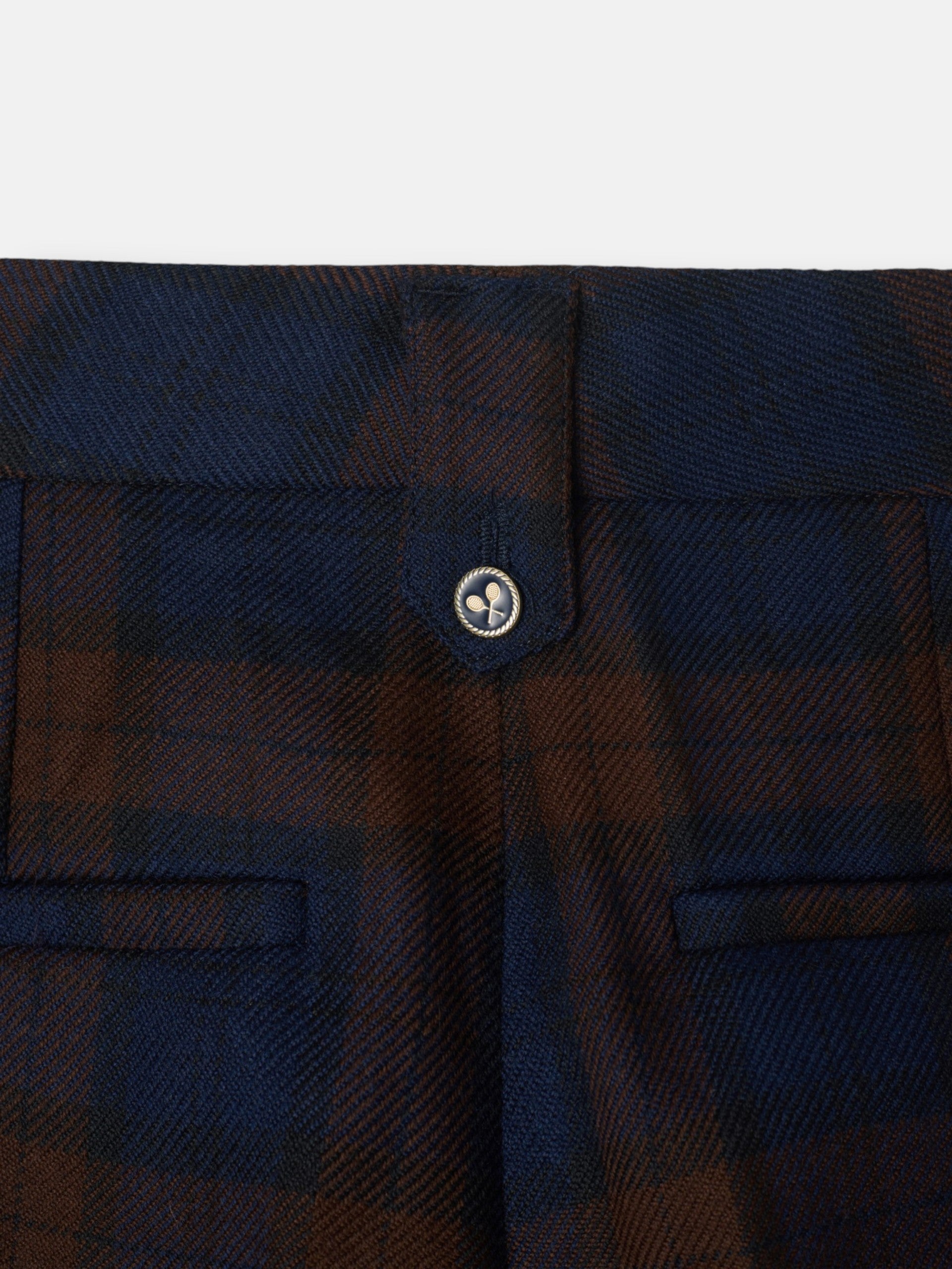 Pantalon cuadros azul marino y marron