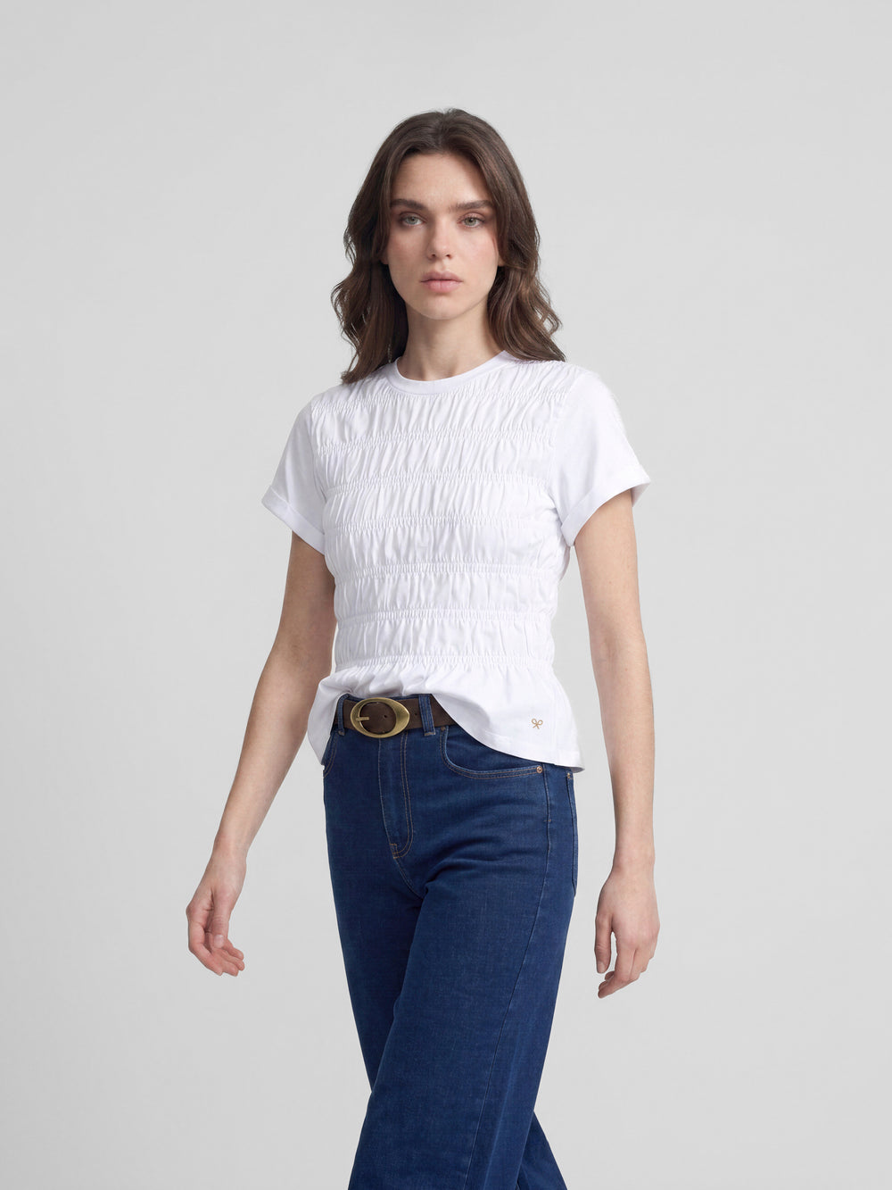 Blue denim flare pants