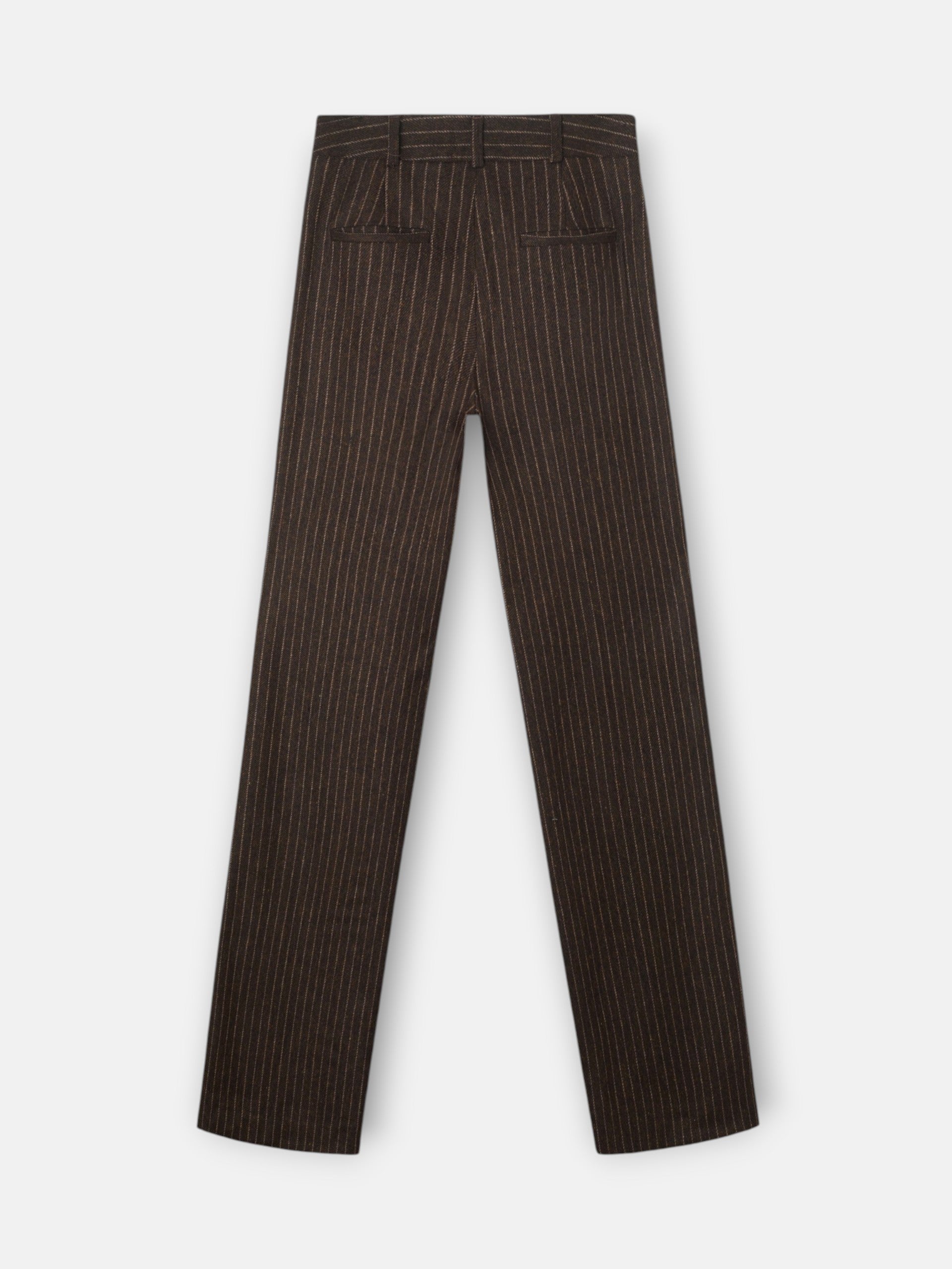 Pantalon recto rayas diplomaticas marron