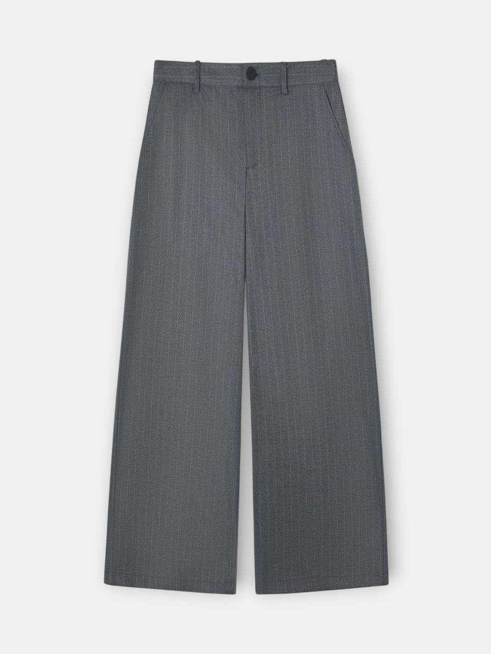 Straight-leg grey pinstripe trousers