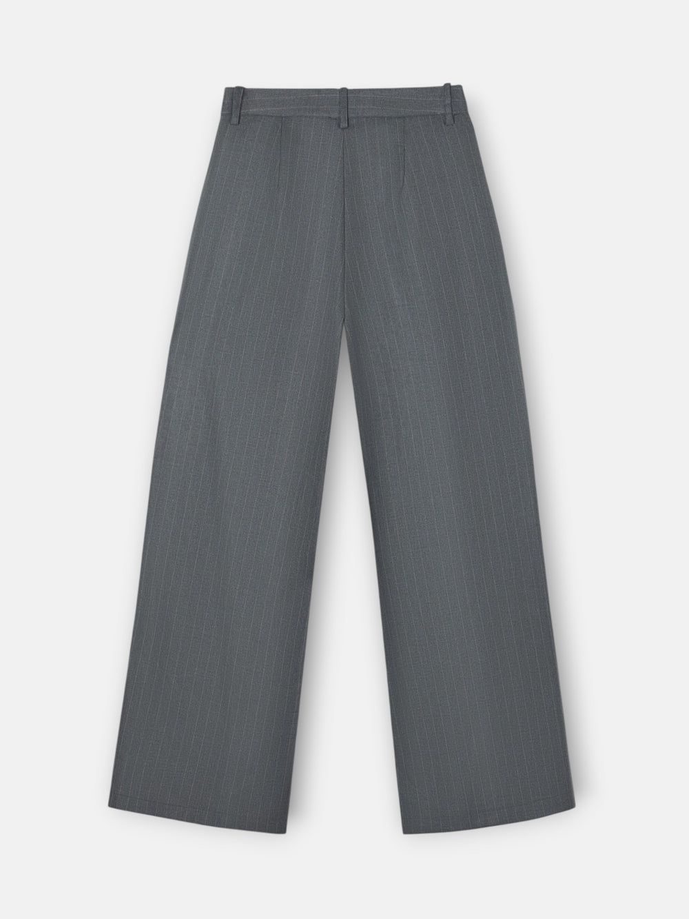 Straight-leg grey pinstripe trousers