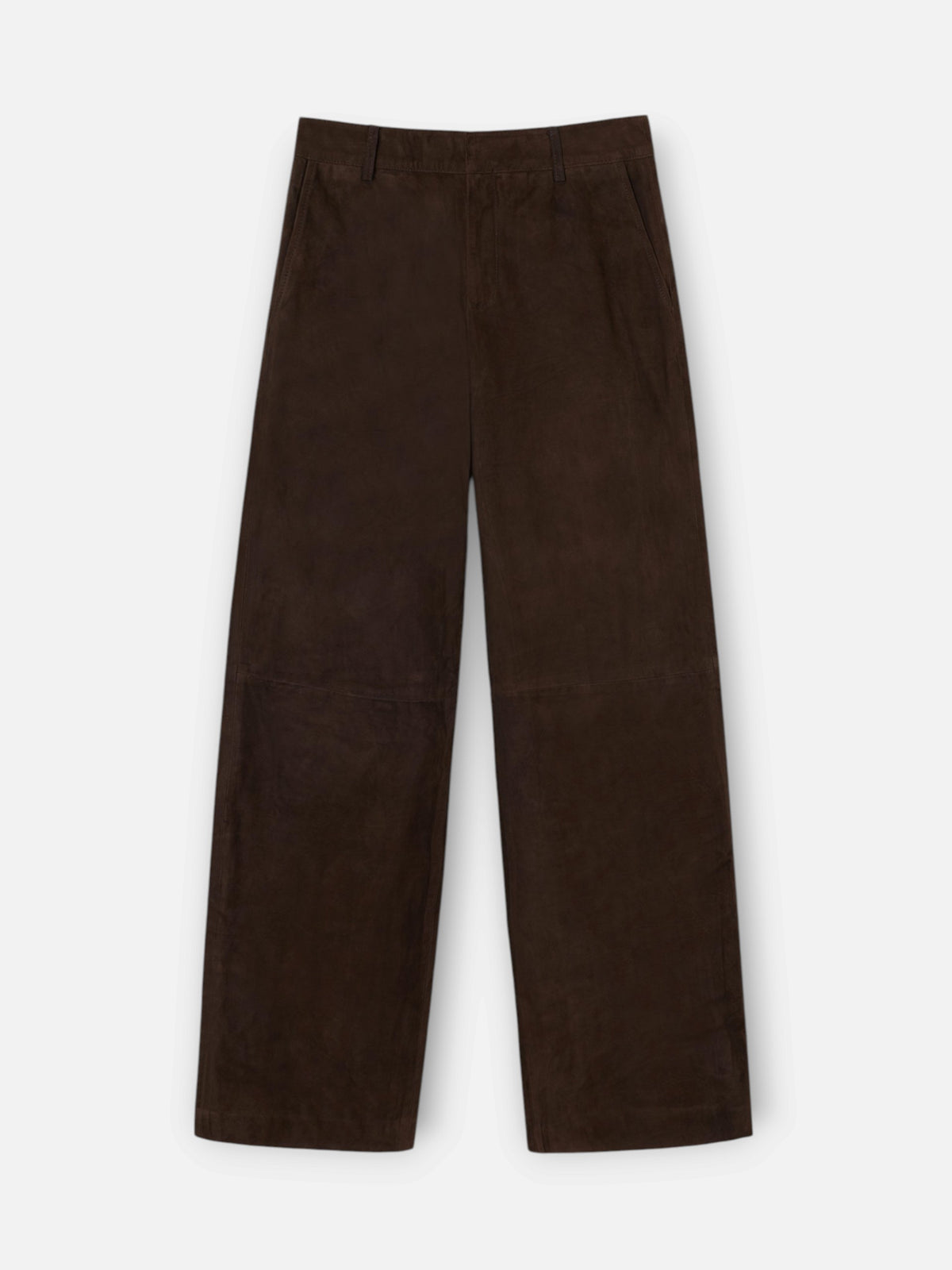 Pantalon piel ante pinzas marron