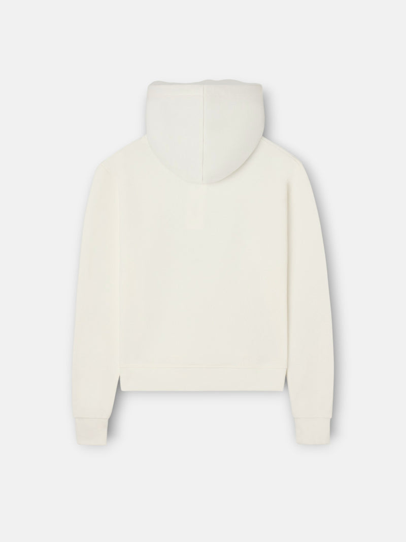 Sudadera woman capucha raqueta estampado crudo