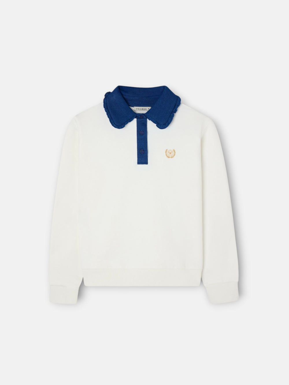 Sweatshirt de menina com gola polo bege