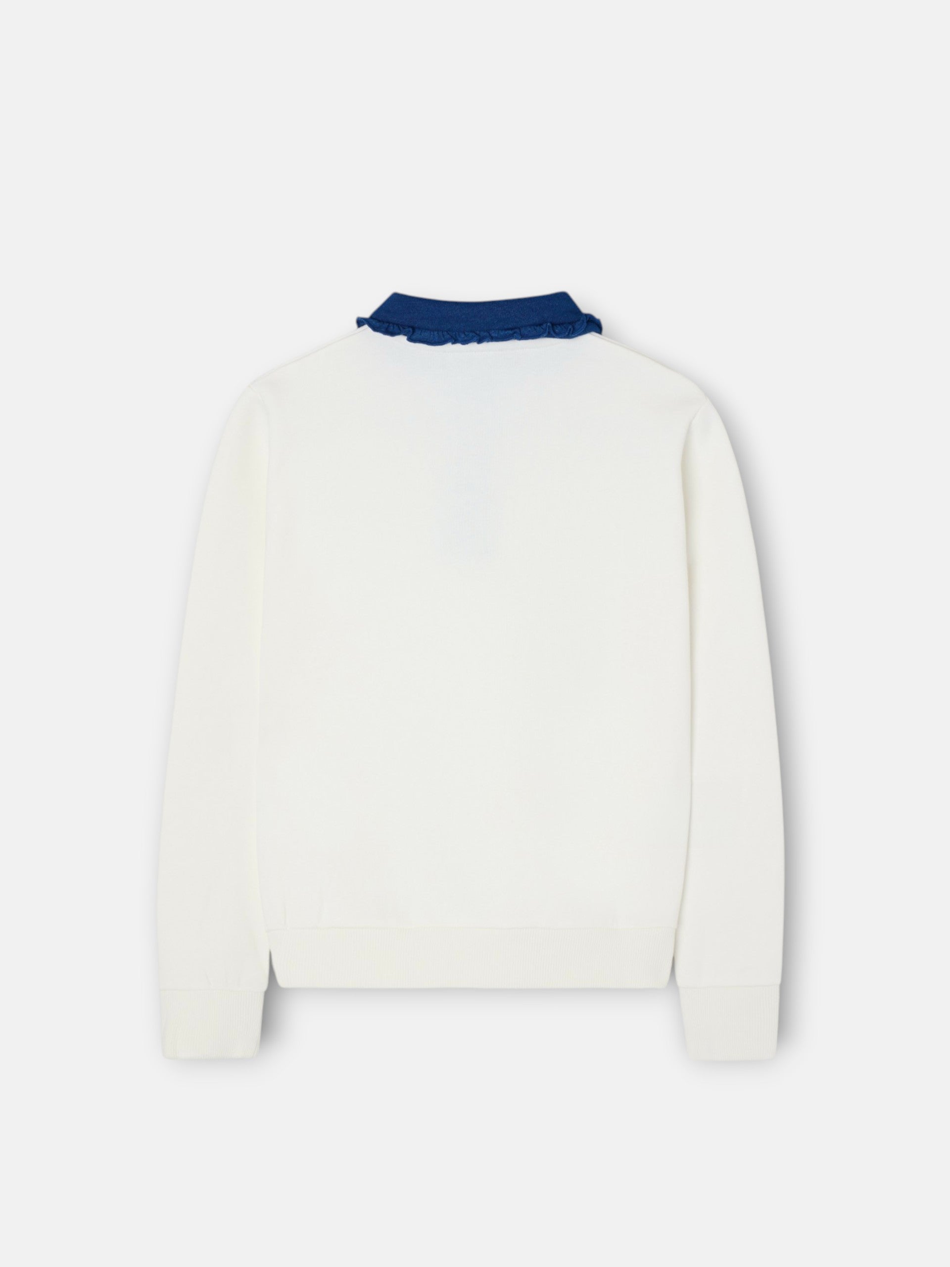Sweat-shirt fille col polo beige