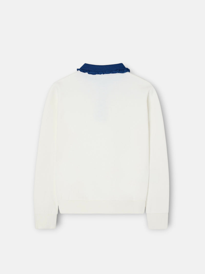 Sweatshirt de menina com gola polo bege