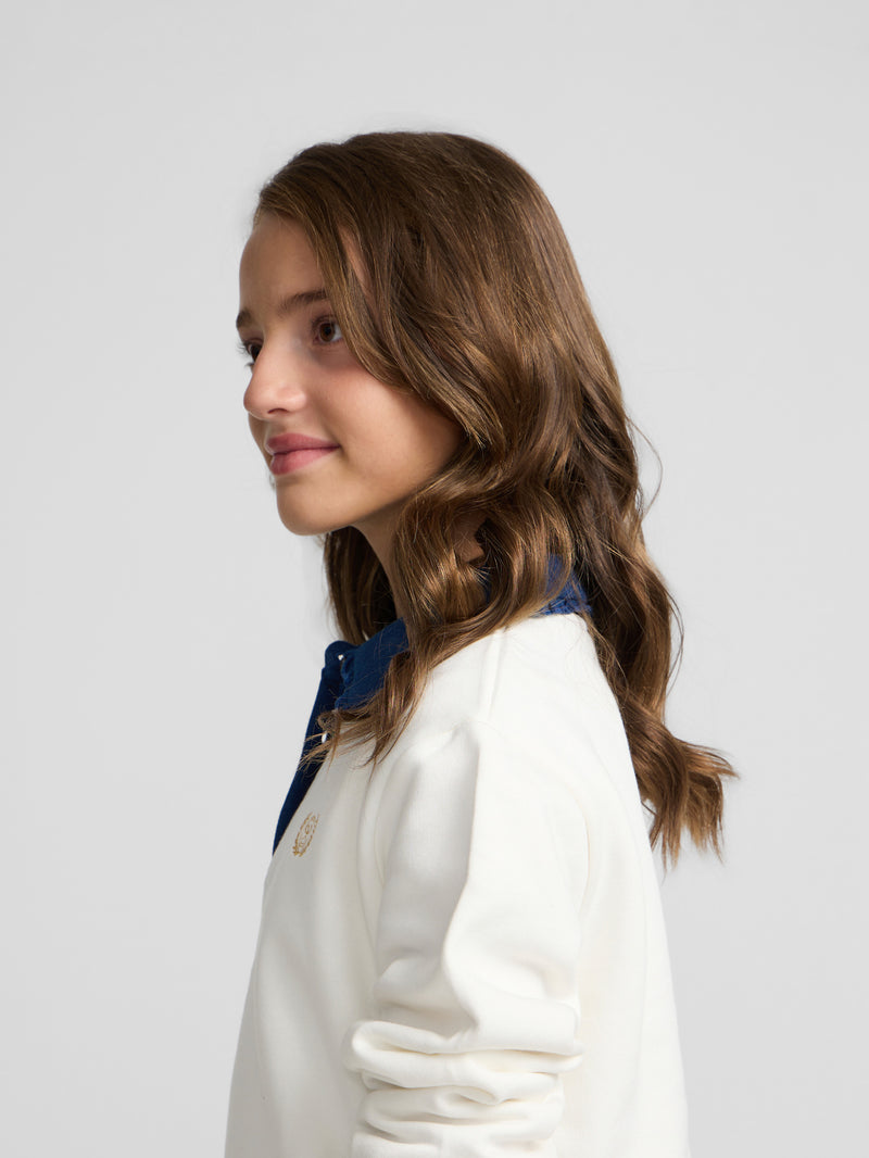 Sweatshirt de menina com gola polo bege