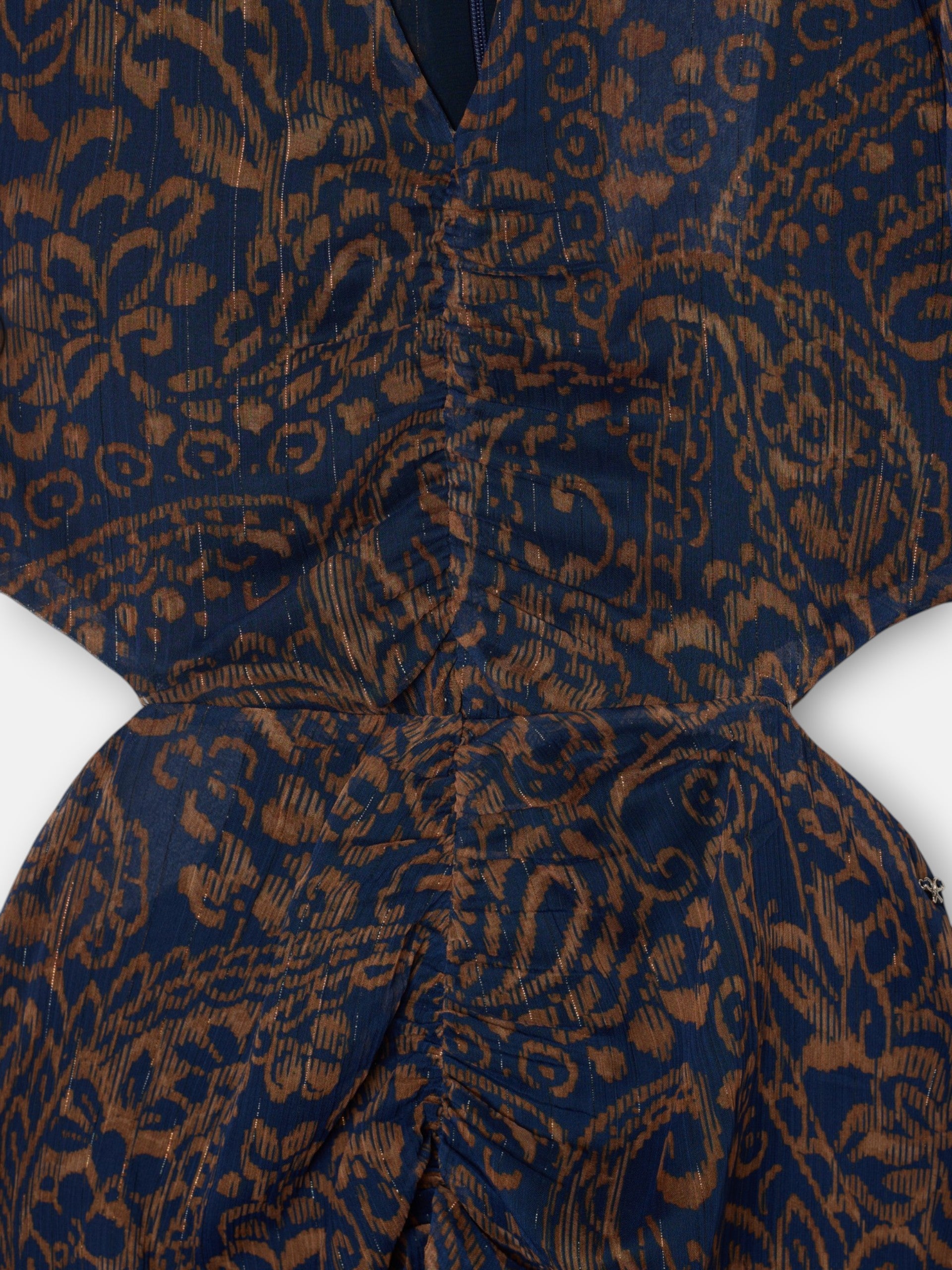 Vestido cut out estampado cachemir azul