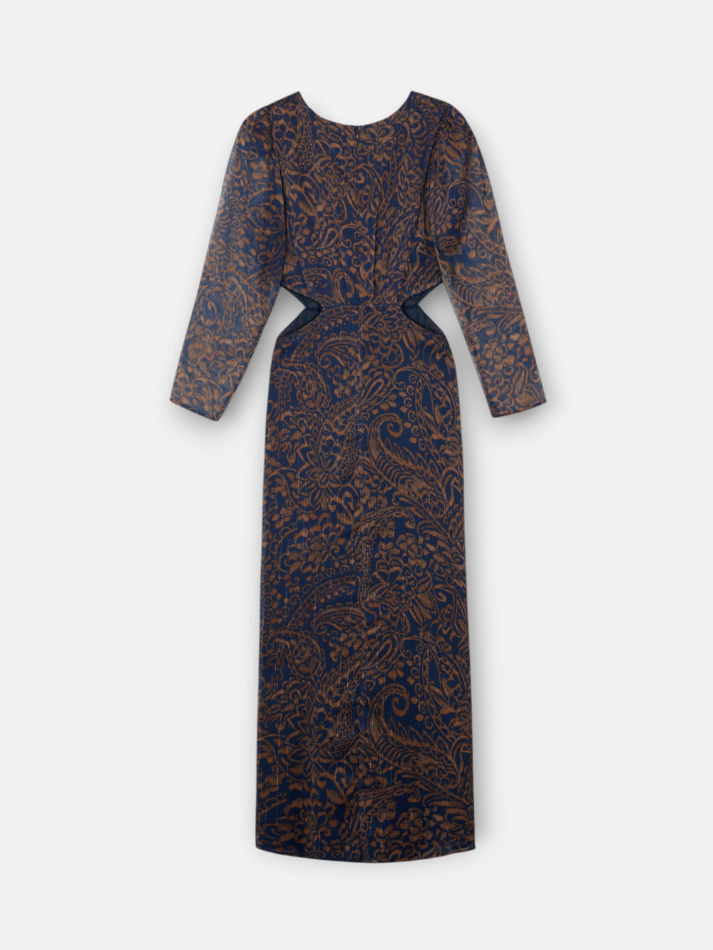 Blue paisley print cut-out dress