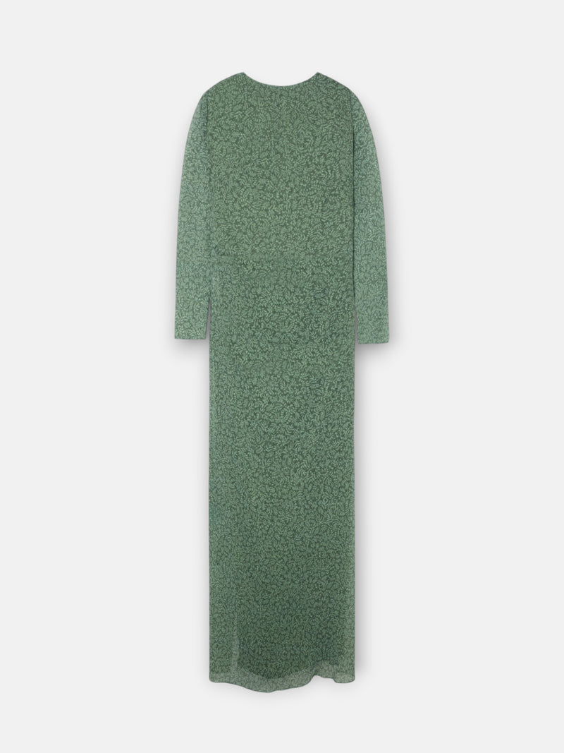 Robe midi imprimée feuilles vertes